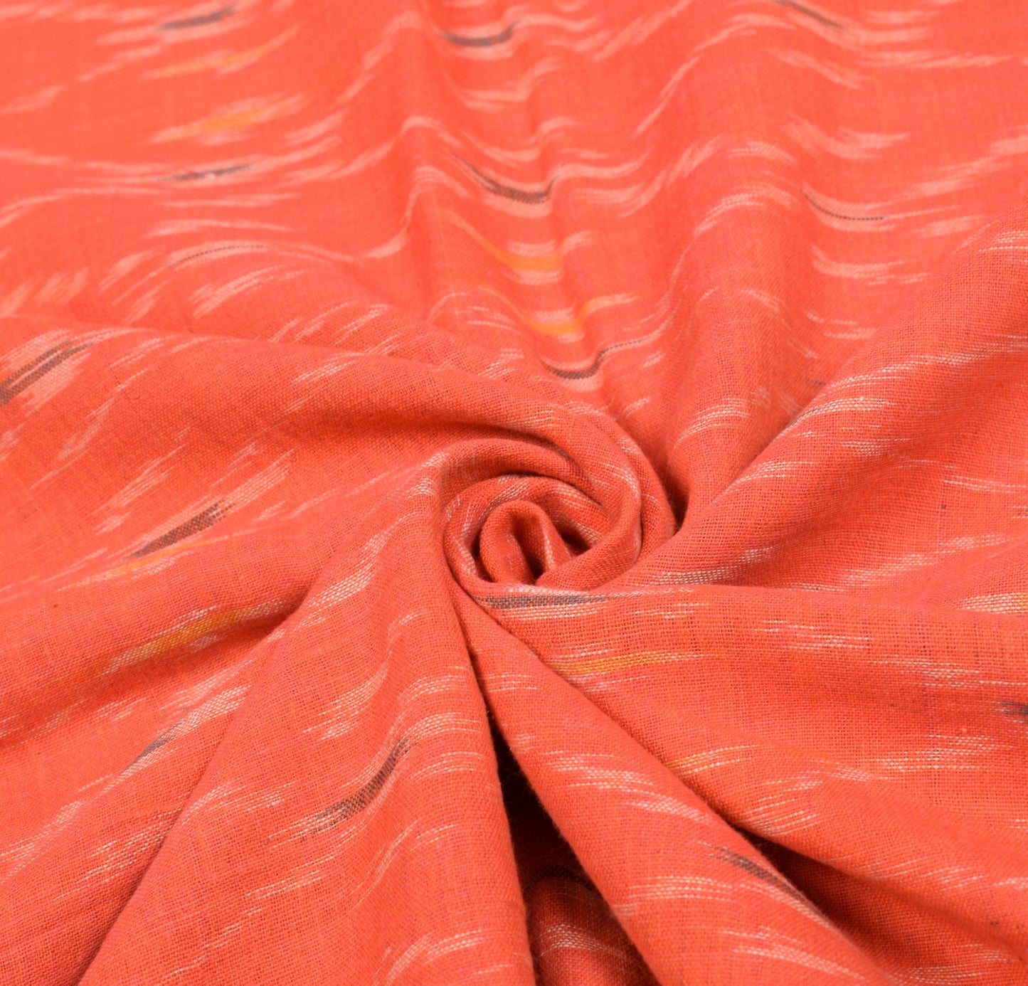 Sushila Vintage Pure Cotton Saree Orange Handwoven Pochampally Ikat Sari Fabric