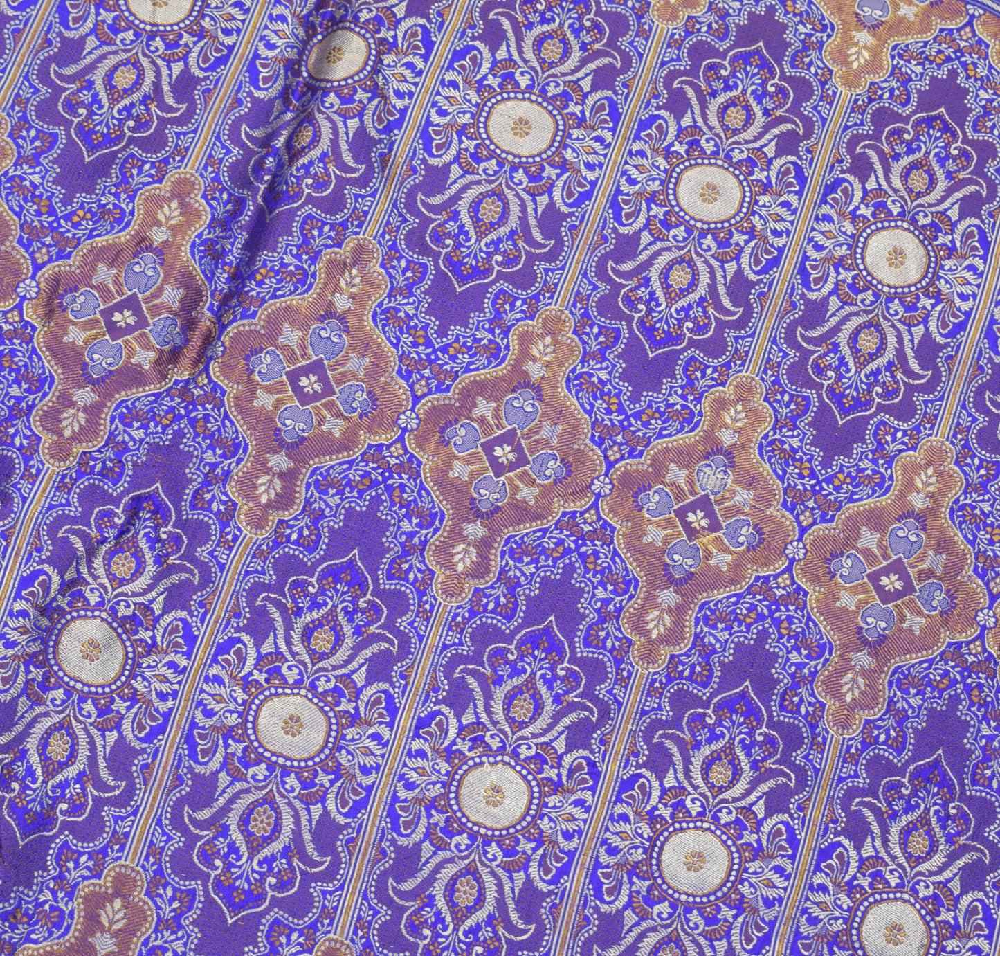 Sushila Vintage Blue Pure Silk Saree Resham Woven Floral Soft 6 Yard Sari Fabric