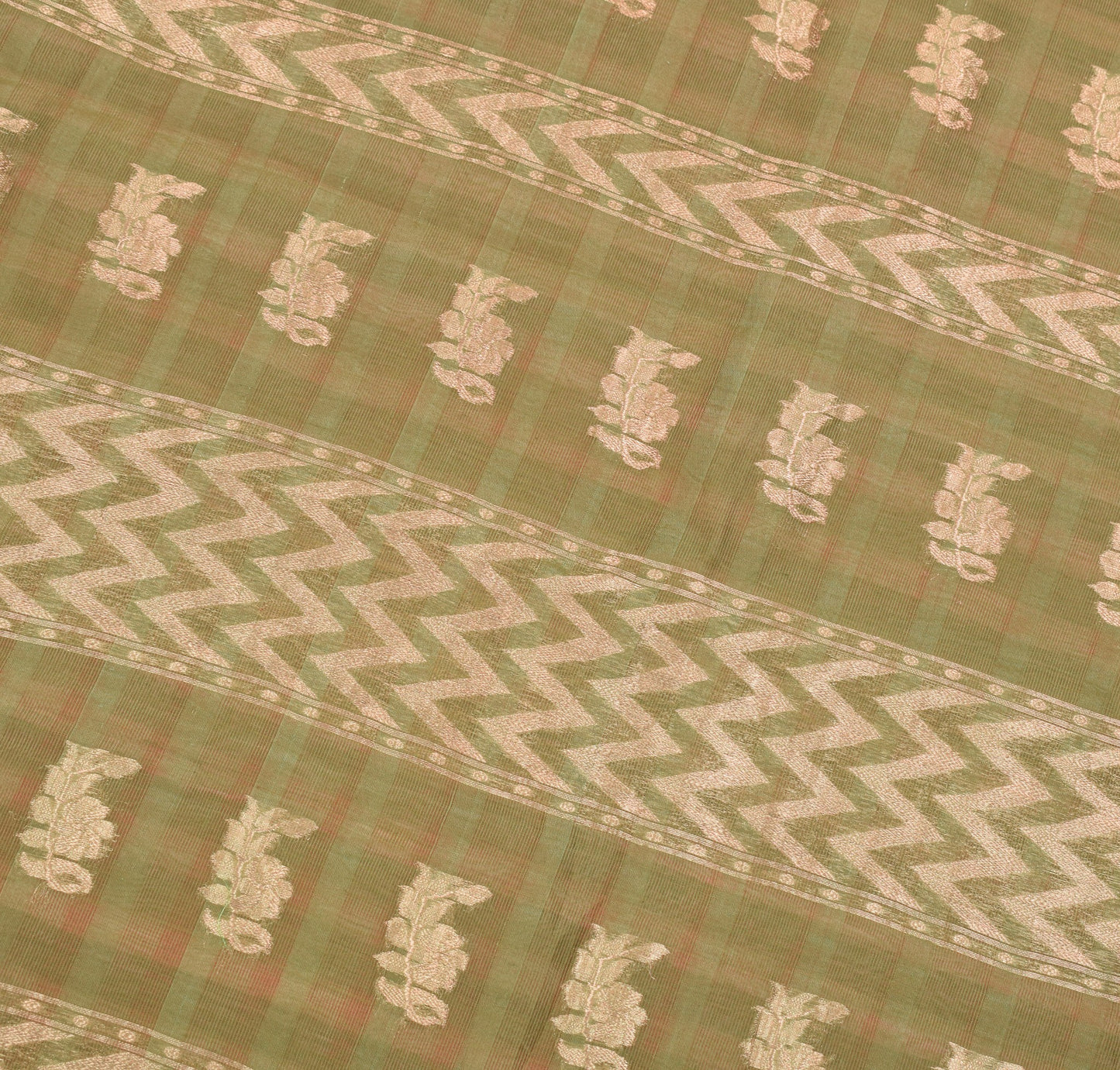 Sushila Vintage Maroon Green Saree Pure Cotton Silk Zari Woven Sari Craft Fabric