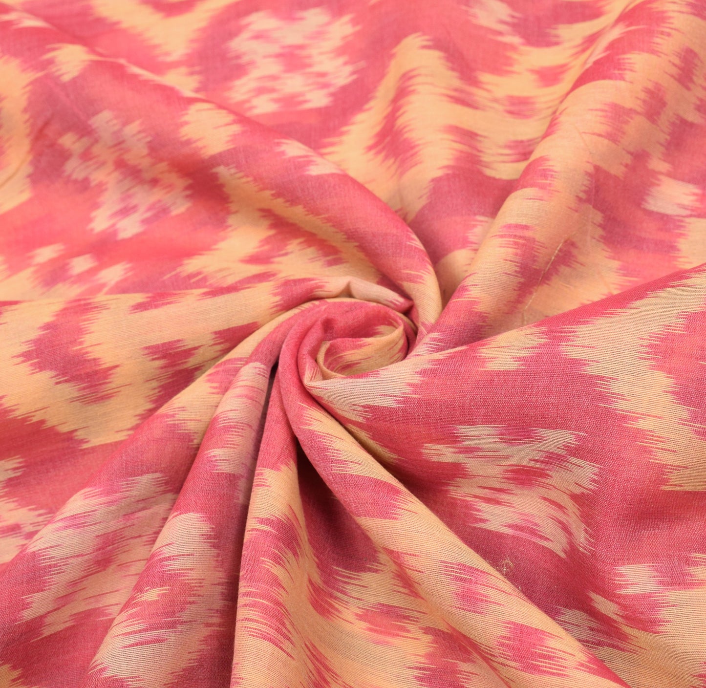 Sushila Vintage Pink Saree Pochampally Handwoven Ikat Pure Cotton Silk 5YD Sari