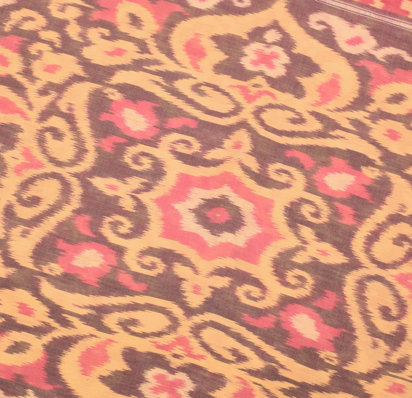Sushila Vintage Pink Saree Pochampally Handwoven Ikat Pure Cotton Silk 5YD Sari
