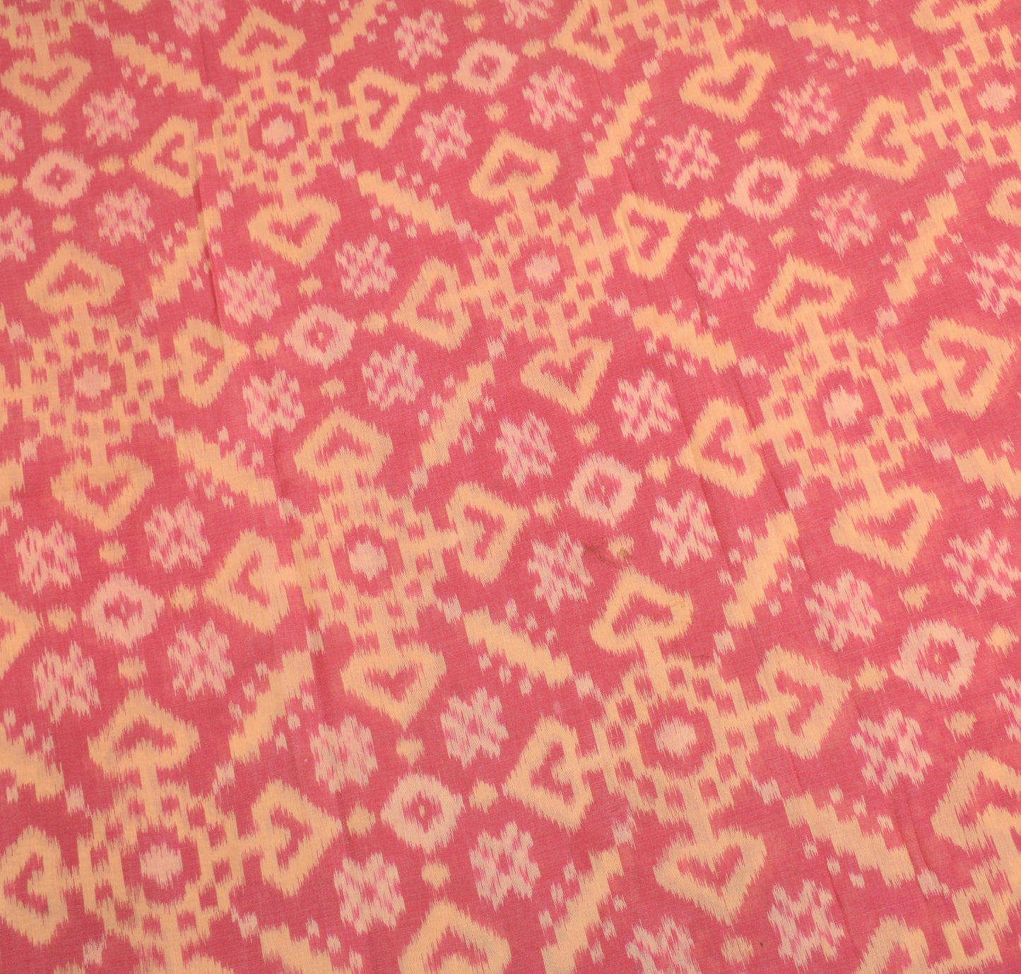 Sushila Vintage Pink Saree Pochampally Handwoven Ikat Pure Cotton Silk 5YD Sari