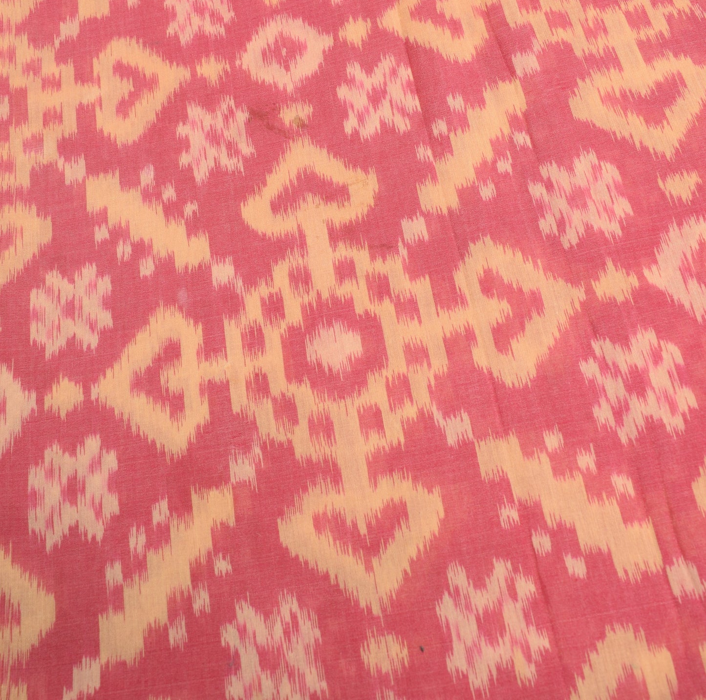Sushila Vintage Pink Saree Pochampally Handwoven Ikat Pure Cotton Silk 5YD Sari
