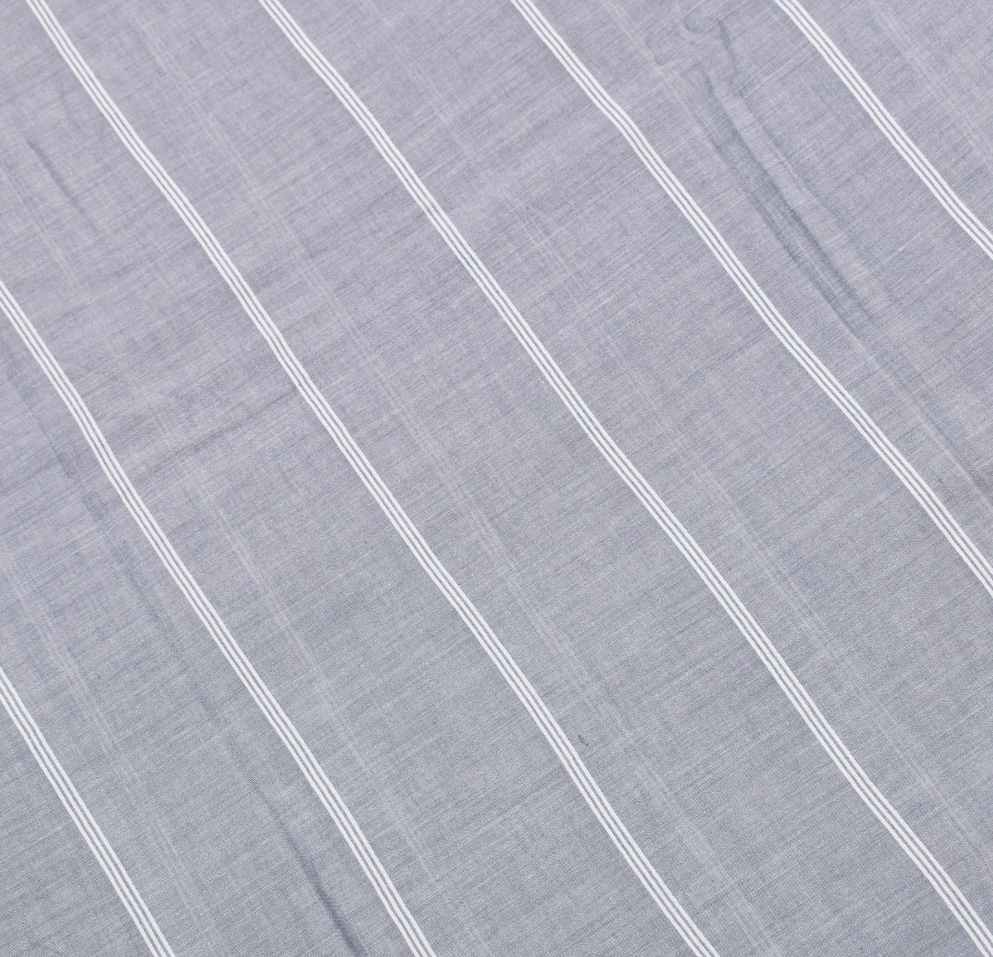 Sushila Vintage Gray Handloom Saree Pure Cotton Stripes Woven 5 YD Sari Fabric