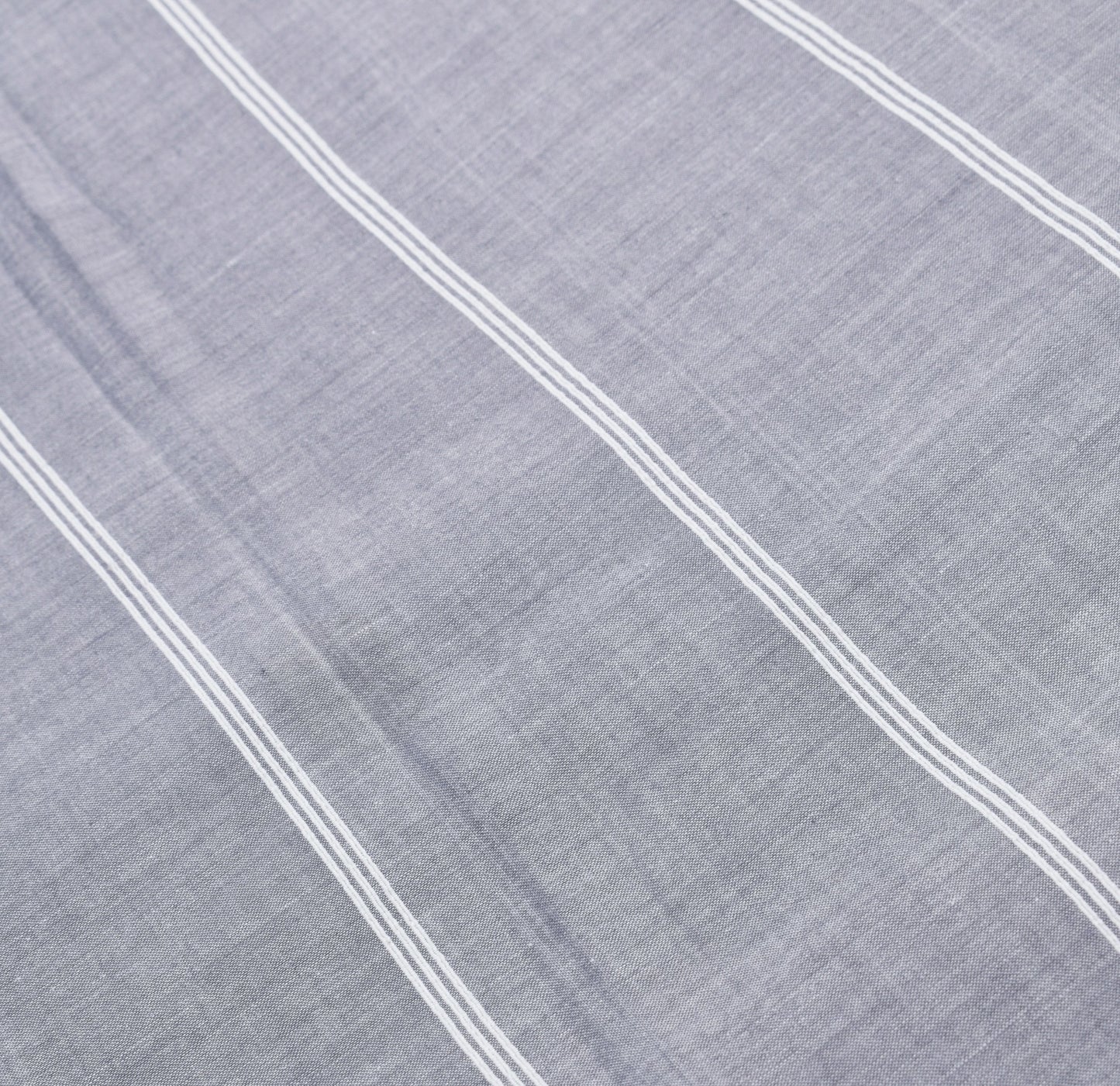 Sushila Vintage Gray Handloom Saree Pure Cotton Stripes Woven 5 YD Sari Fabric
