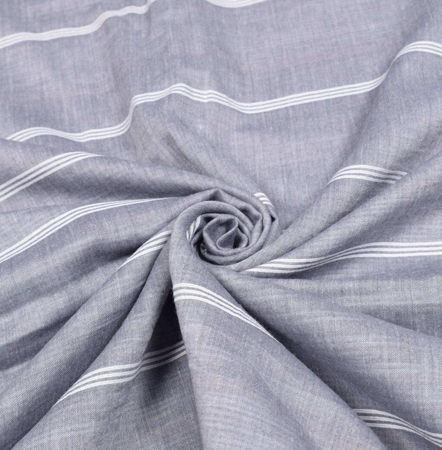 Sushila Vintage Gray Handloom Saree Pure Cotton Stripes Woven 5 YD Sari Fabric