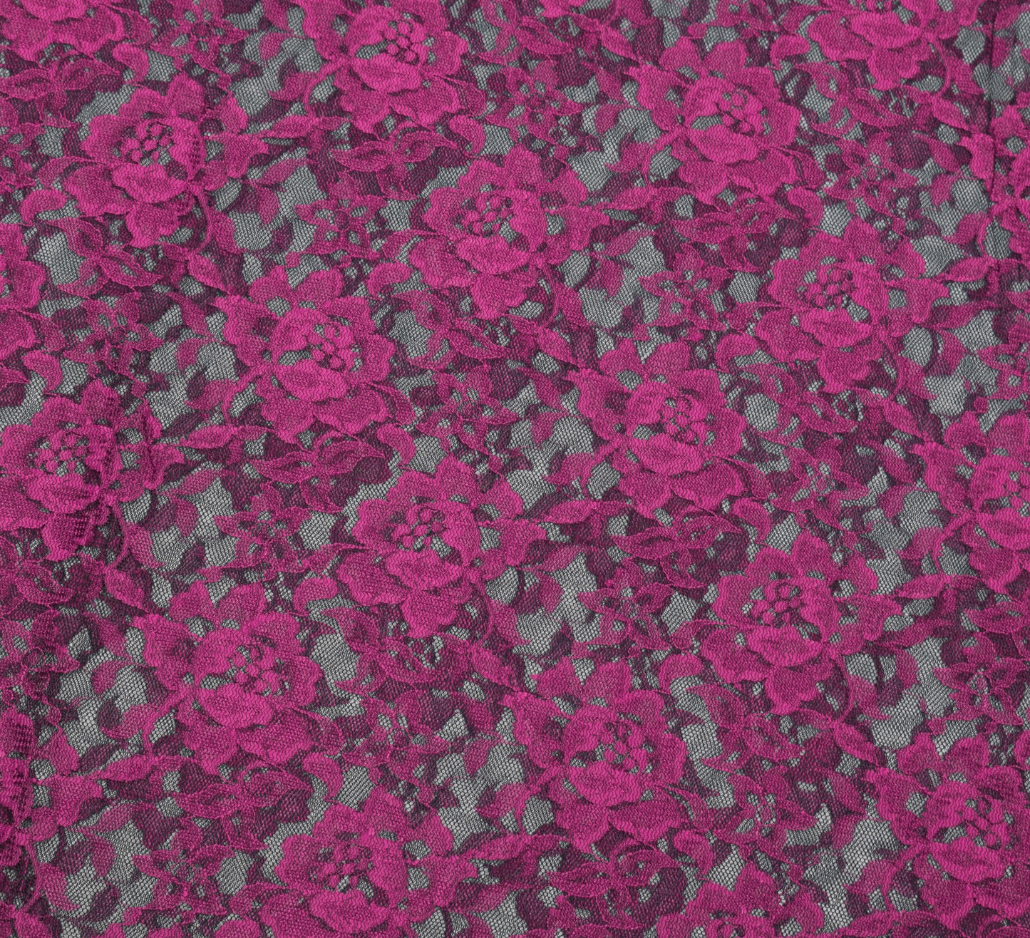 Sushila Vintage Black Net Saree Magenta Floral Woven 5YD Sari Dress Craft Fabric