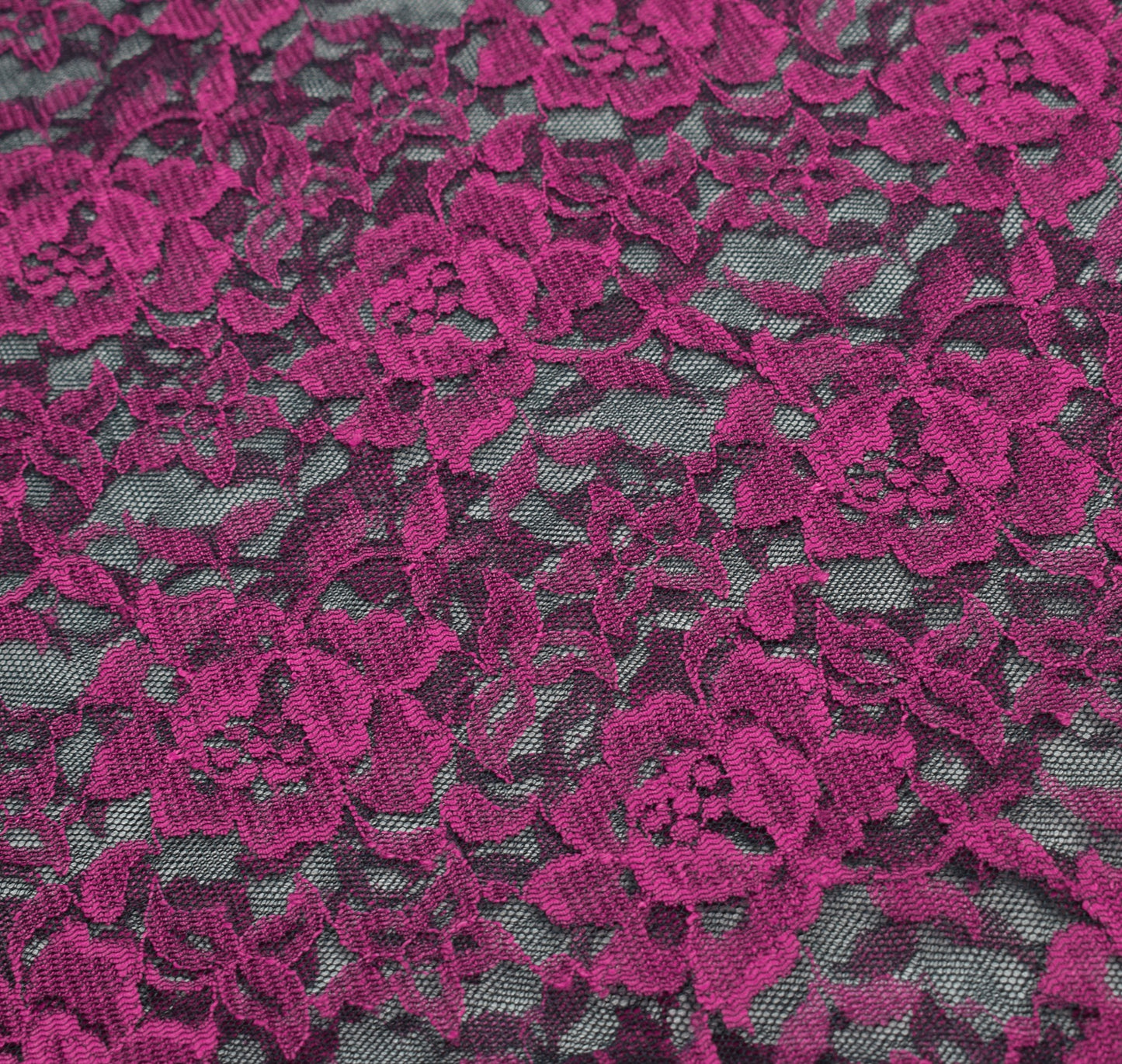 Sushila Vintage Black Net Saree Magenta Floral Woven 5YD Sari Dress Craft Fabric