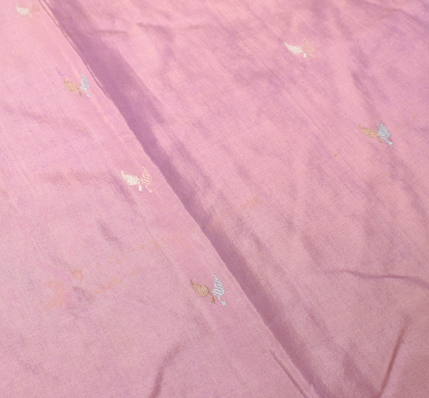 Sushila Vintage Pure Banarasi Silk Saree Pink Base Purple Border Pallu 5YD Sari