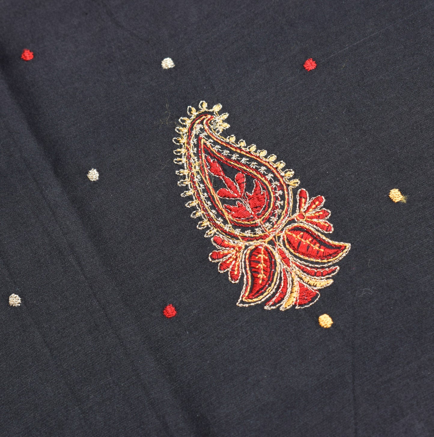Sushila Vintage Black Chettinad Saree Pure Cotton Woven Embroidered Sari Fabric