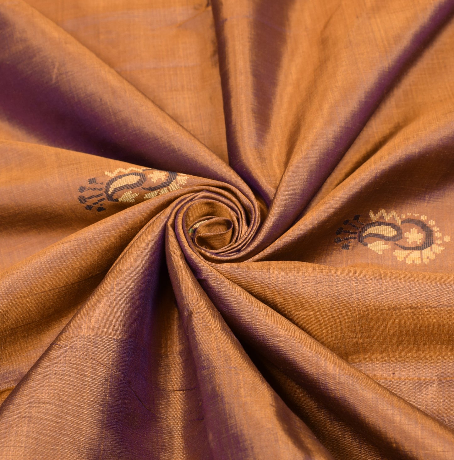 Sushila Vintage Mustard Dual Tone Saree Hand Woven Paisley Pure Silk Sari Fabric