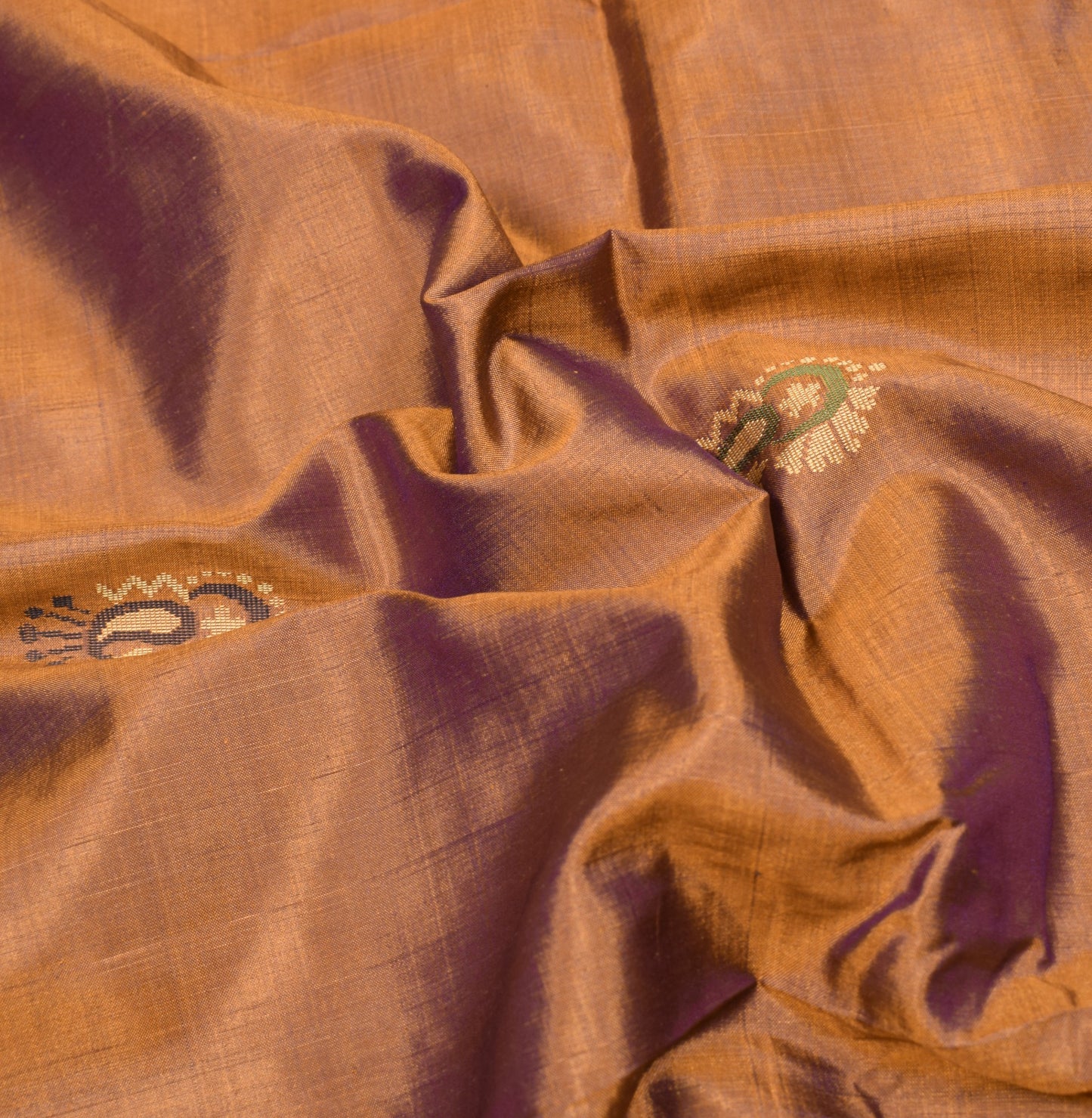 Sushila Vintage Mustard Dual Tone Saree Hand Woven Paisley Pure Silk Sari Fabric