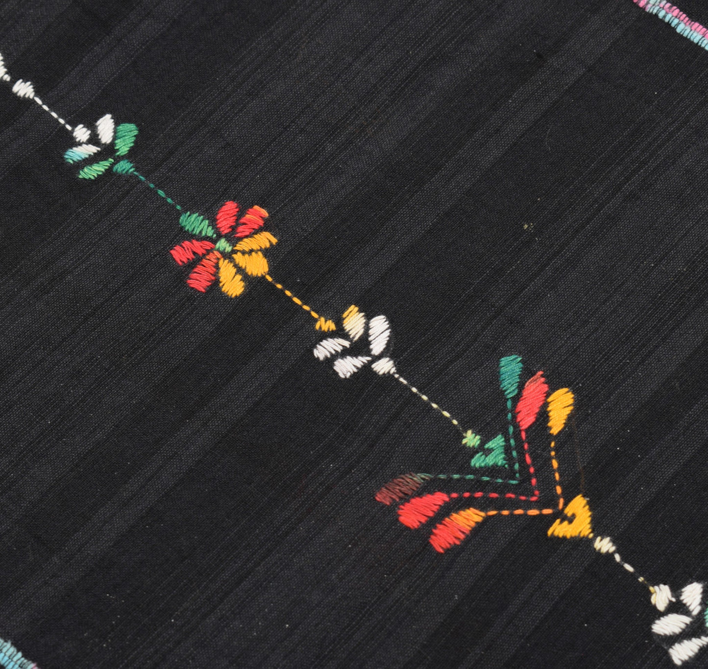 Sushila Vintage Black Saree Kuthir Handloom Pure Cotton Khesh Katha Sari Fabric