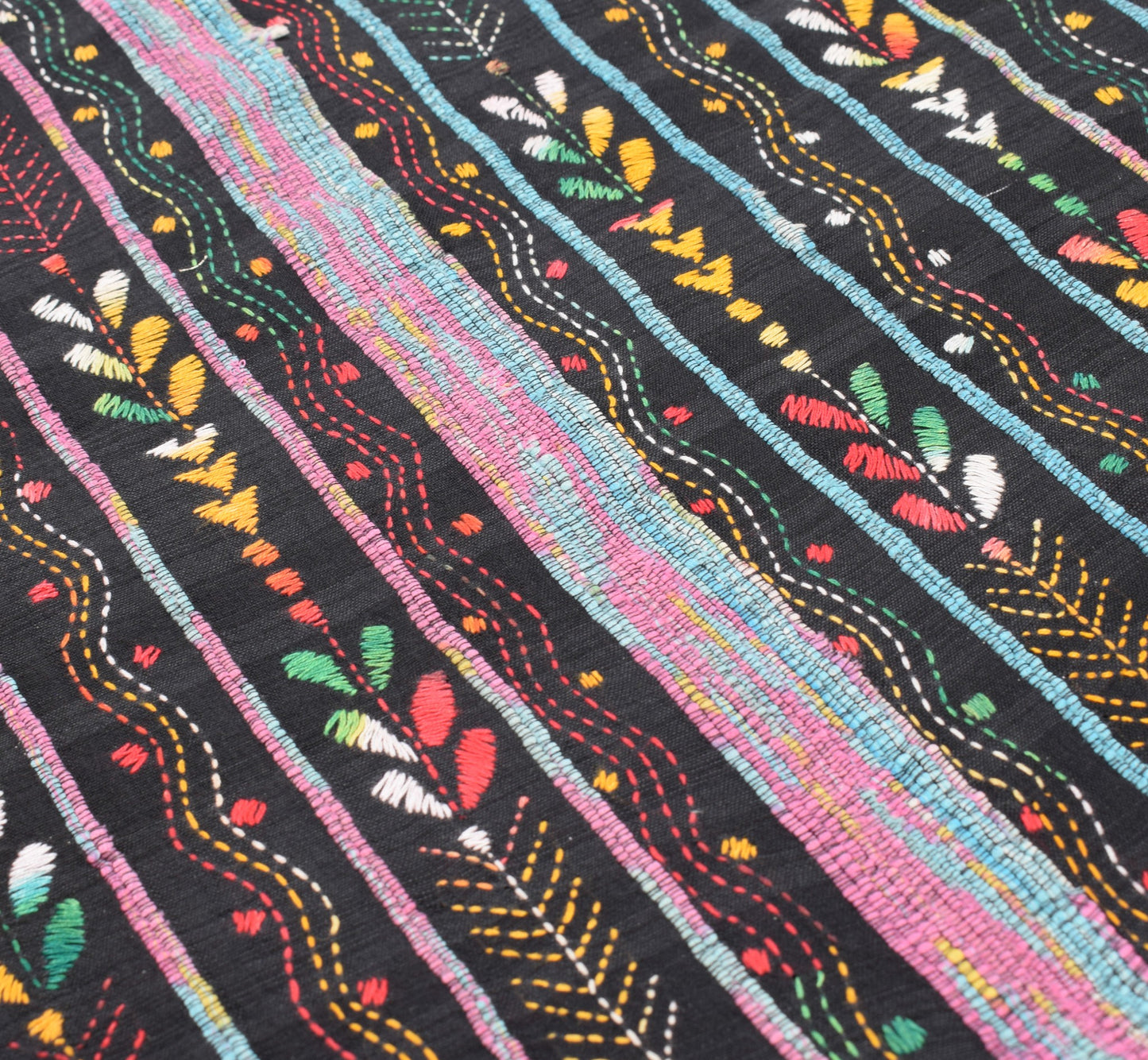 Sushila Vintage Black Saree Kuthir Handloom Pure Cotton Khesh Katha Sari Fabric