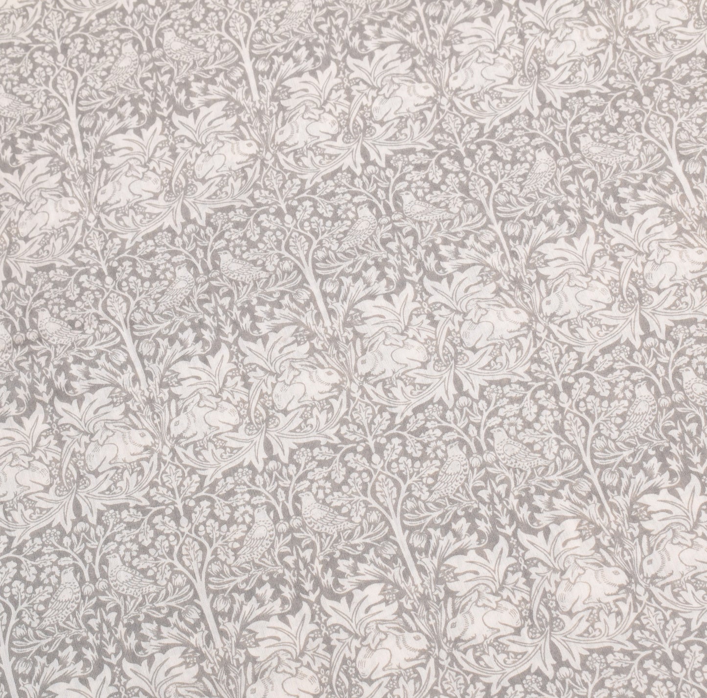 Sushila Vintage Gray Art Cotton Saree Bird Animal Printed Zari Woven Sari Fabric