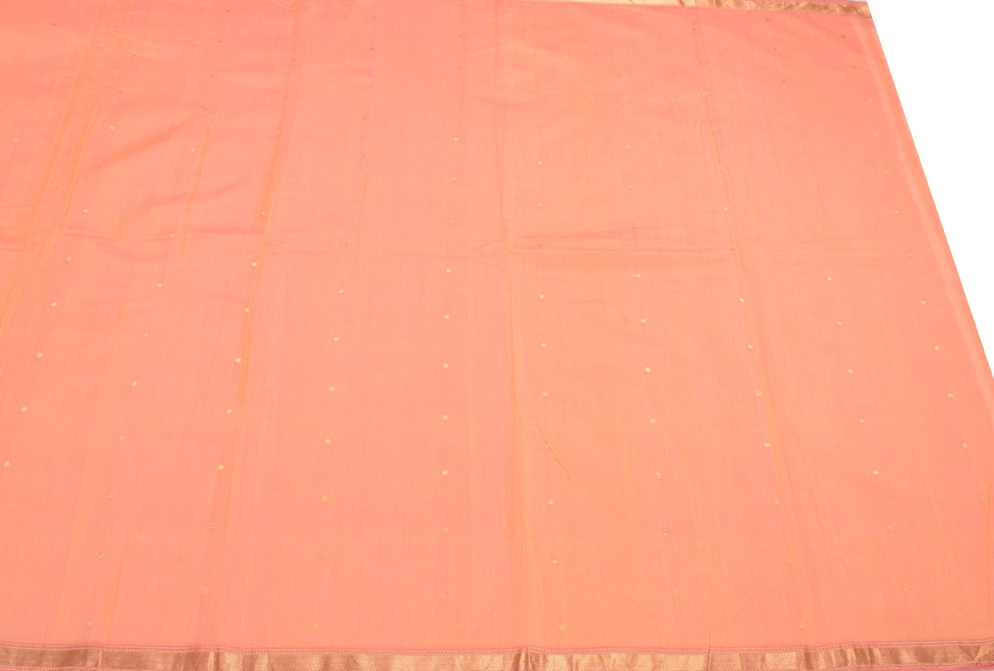 Sushila Vintage Banarsi Brocade Saree Pure Cotton Silk Orange Pink Sari Fabric