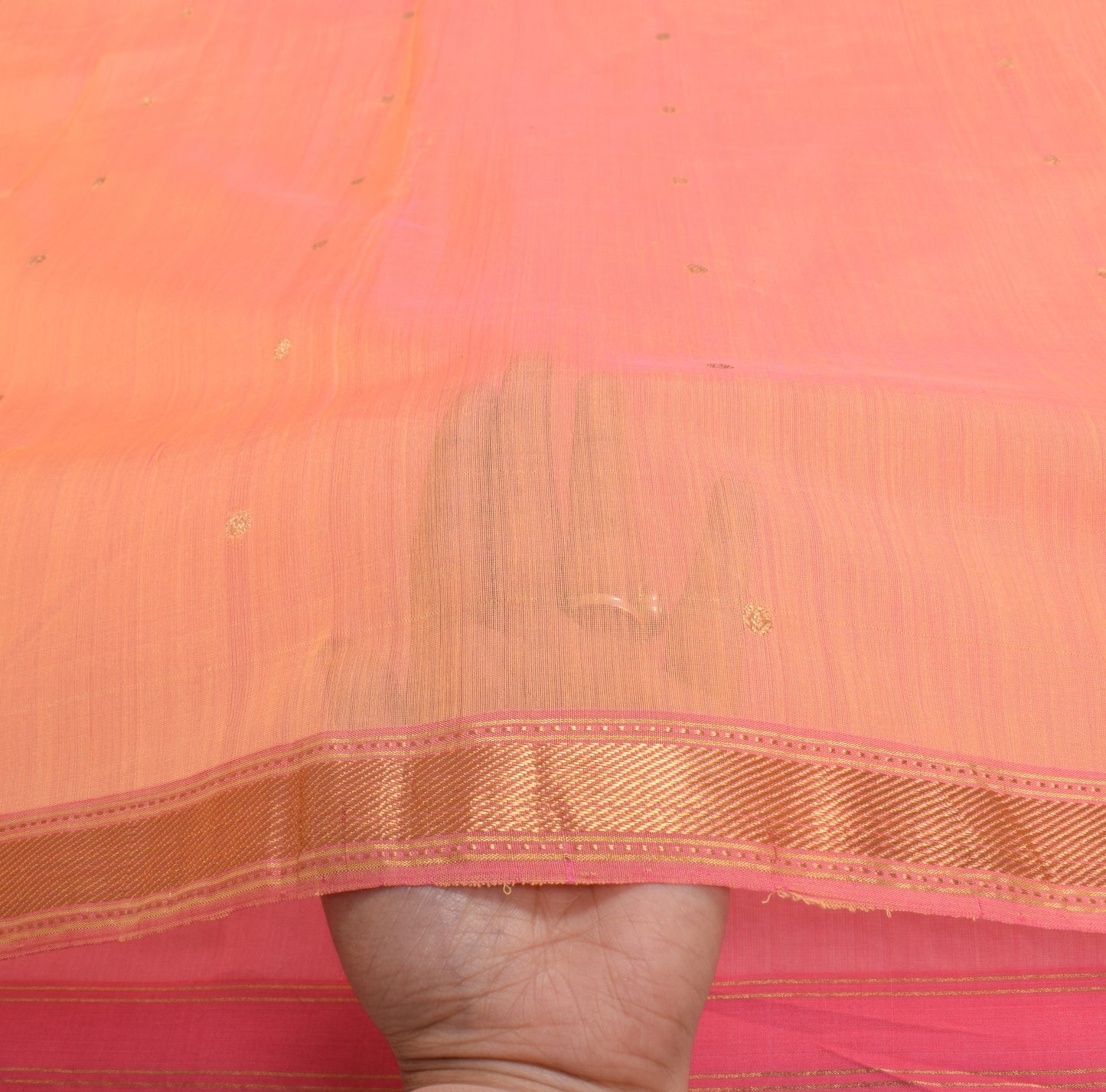 Sushila Vintage Banarsi Brocade Saree Pure Cotton Silk Orange Pink Sari Fabric