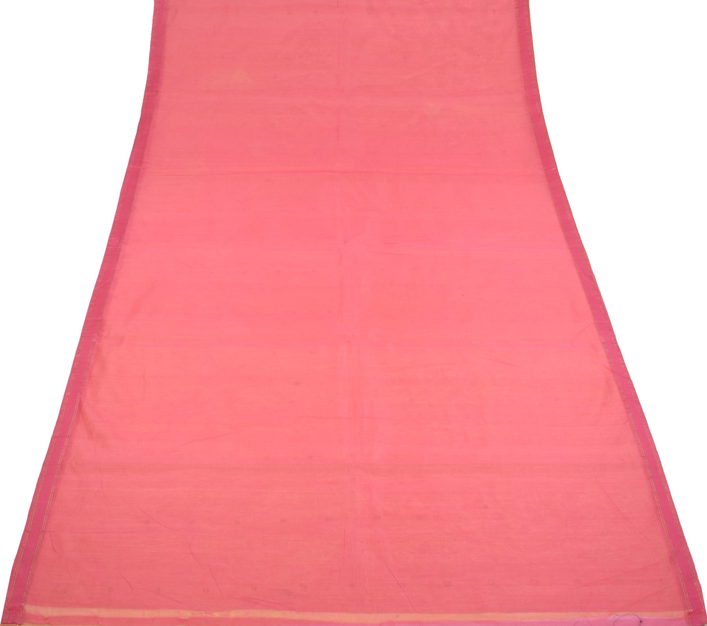 Sushila Vintage Banarsi Brocade Saree Pure Cotton Silk Orange Pink Sari Fabric