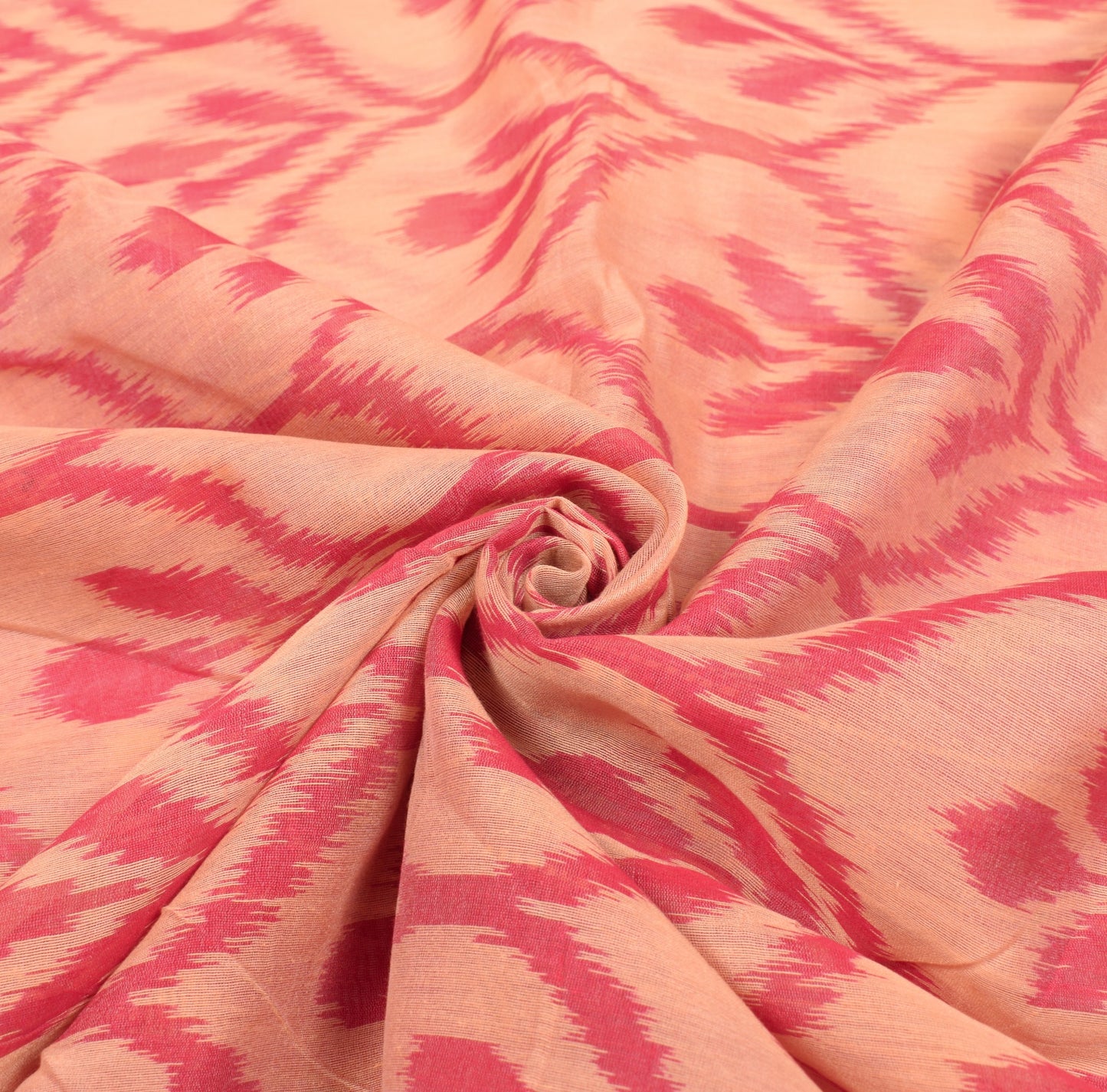 Sushila Vintage Pochampally Ikat Saree Pure Cotton Silk Hand Woven Peach Sari