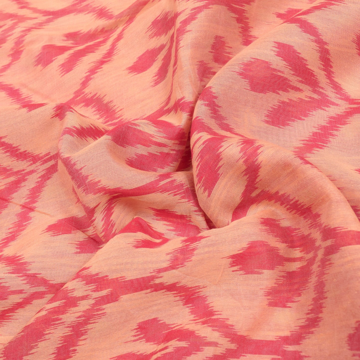 Sushila Vintage Pochampally Ikat Saree Pure Cotton Silk Hand Woven Peach Sari