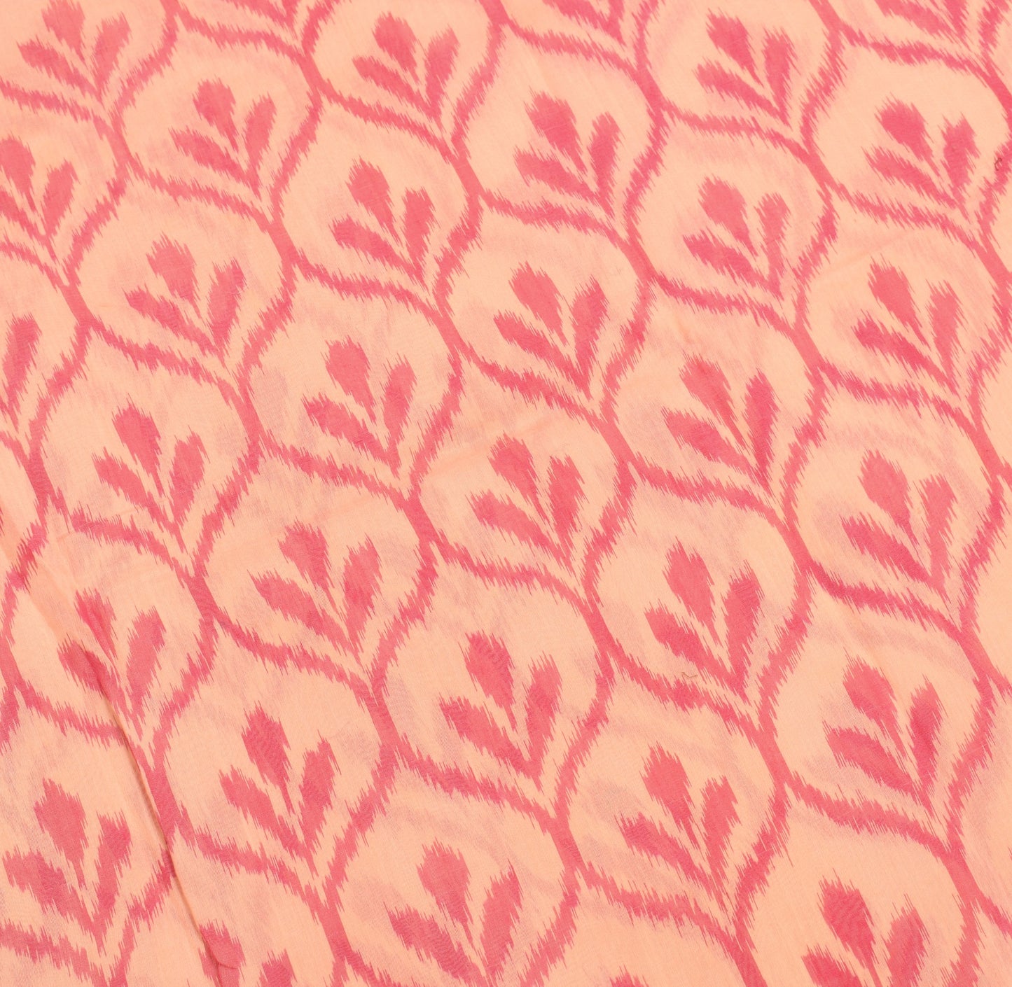 Sushila Vintage Pochampally Ikat Saree Pure Cotton Silk Hand Woven Peach Sari