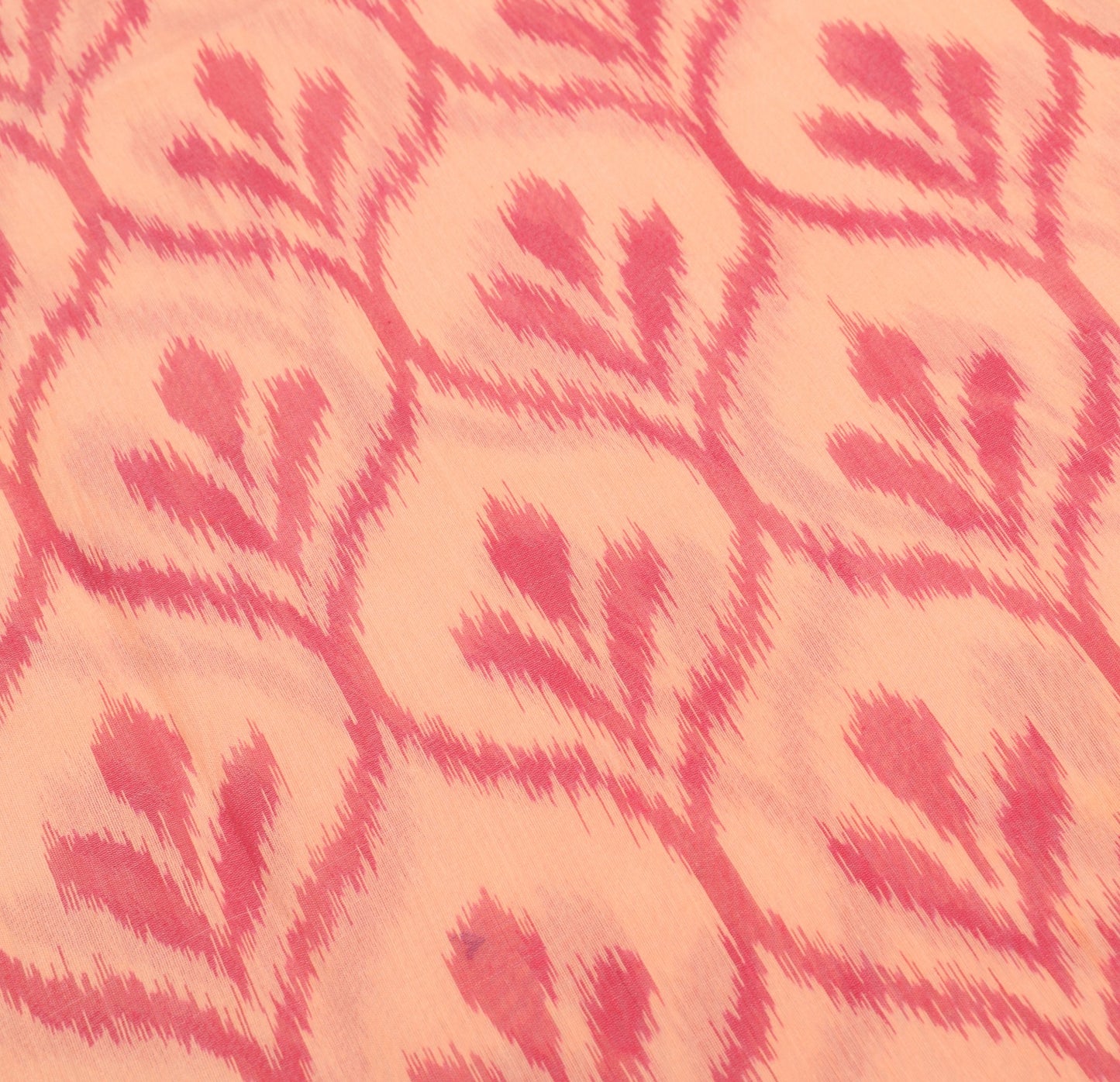Sushila Vintage Pochampally Ikat Saree Pure Cotton Silk Hand Woven Peach Sari
