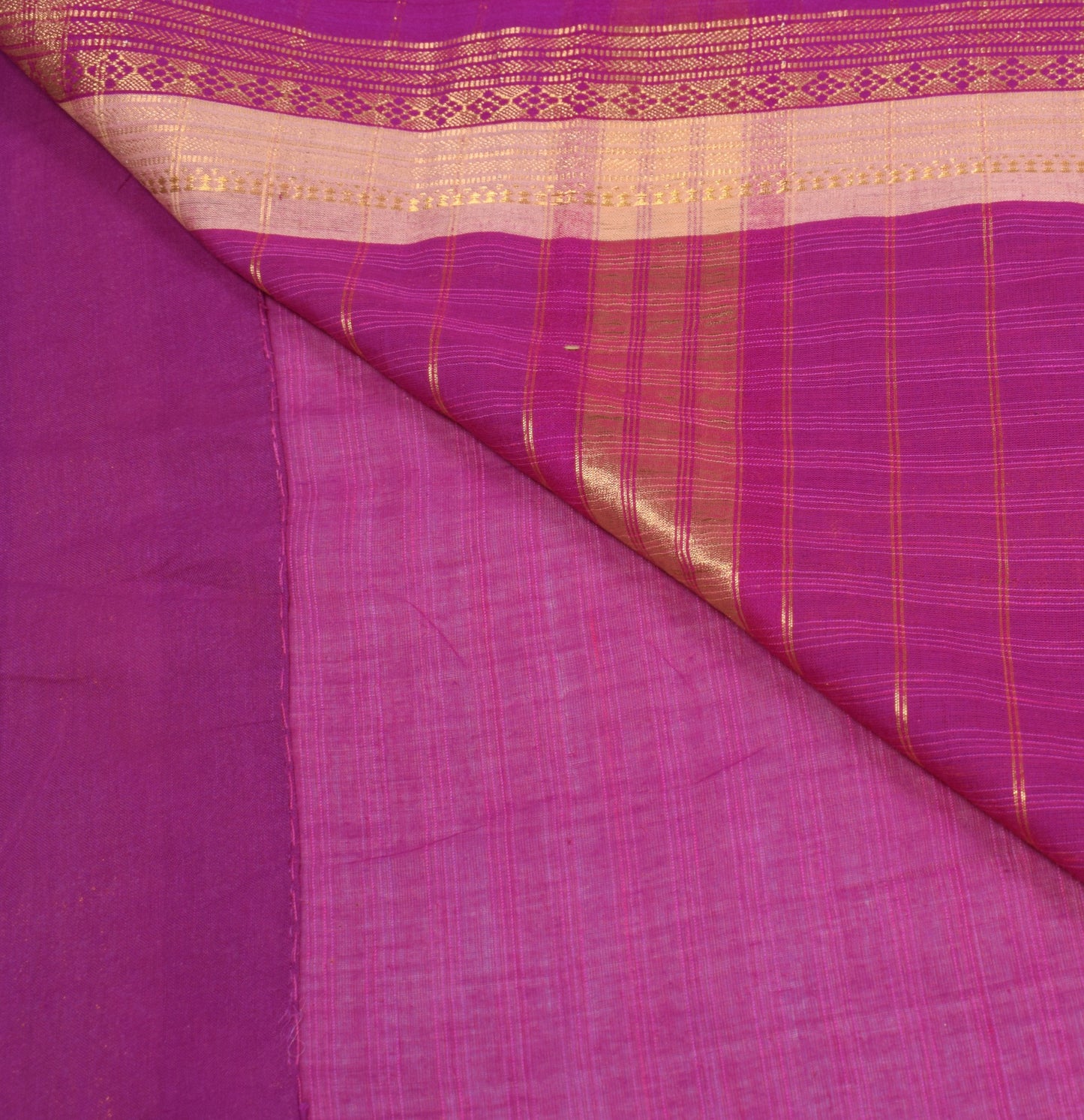Sushila Vintage Pure Handloom Cotton Saree Checks Woven Zari Brocade Sari Fabric