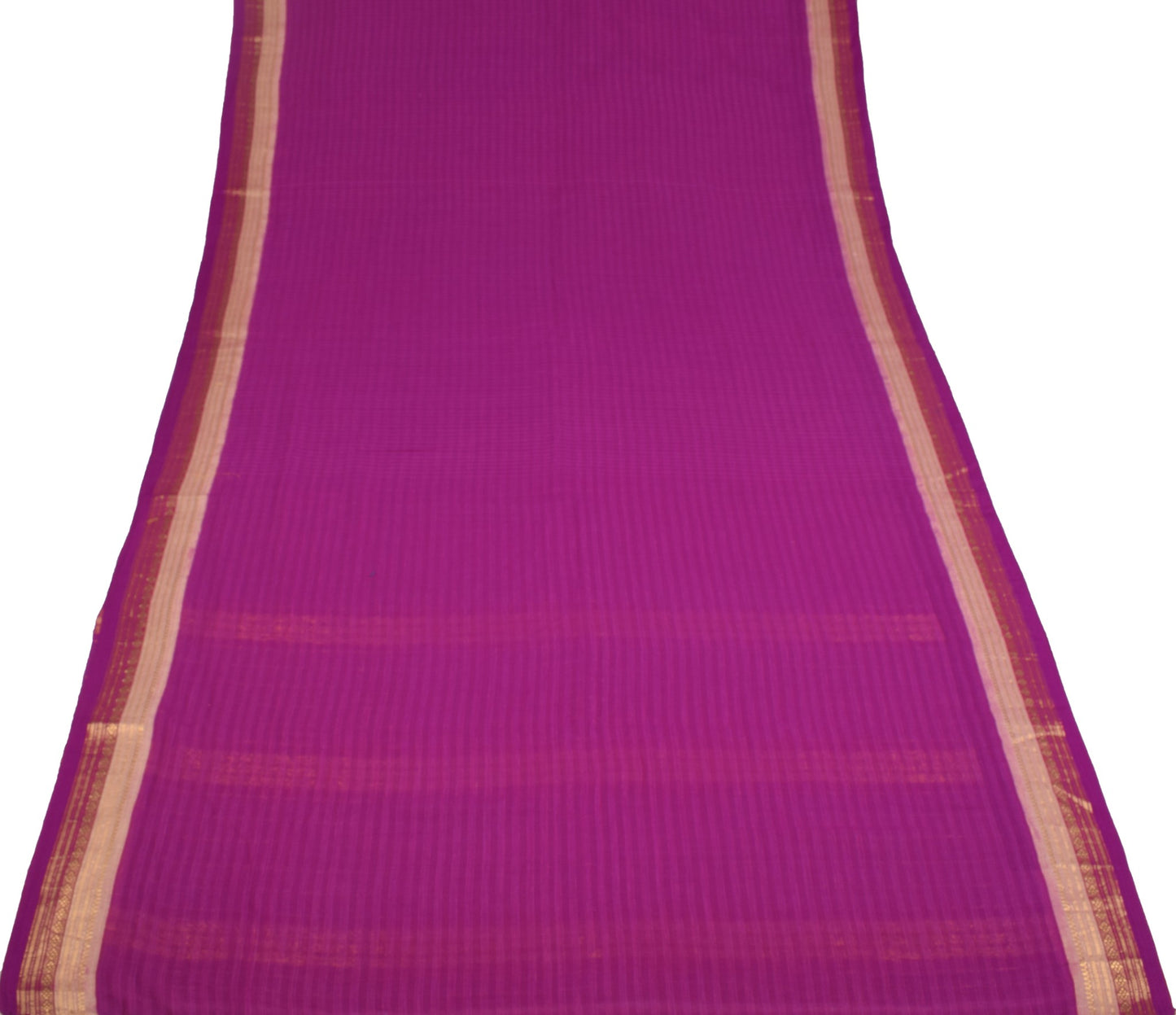 Sushila Vintage Pure Handloom Cotton Saree Checks Woven Zari Brocade Sari Fabric