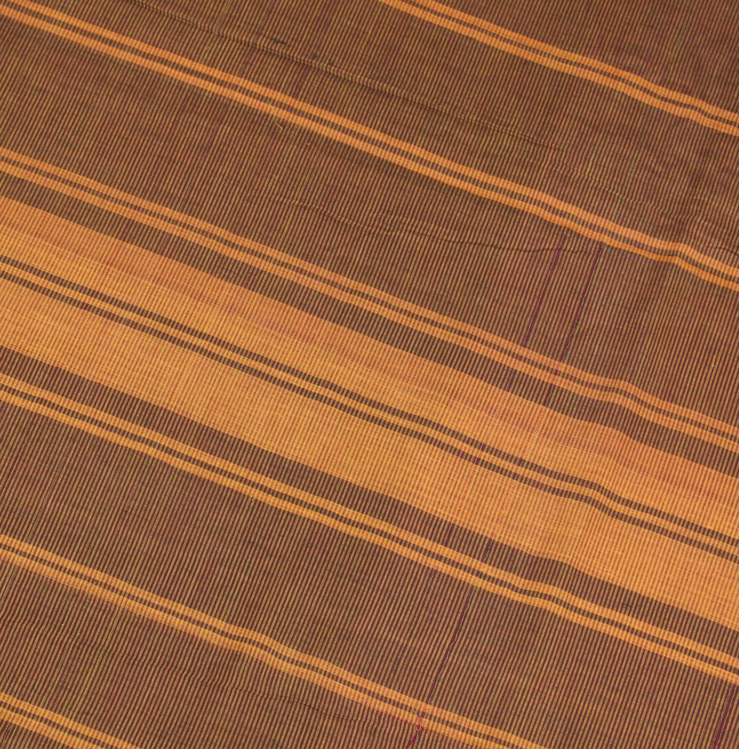 Sushila Vintage Pure Handloom Cotton Saree Stripes Woven Maroon 5YD Sari Fabric