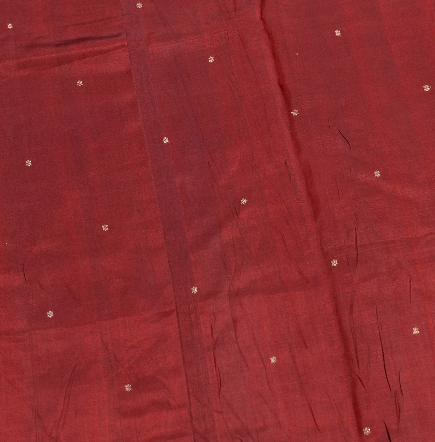 Sushila Vintage Pure Kanchipuram Silk Saree Maroon Orange Zari Woven Sari Fabric