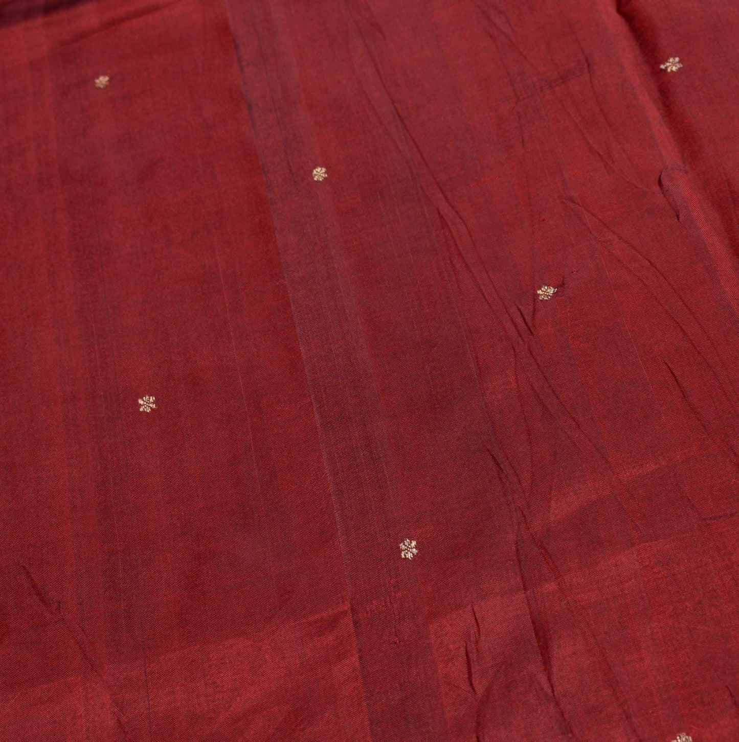 Sushila Vintage Pure Kanchipuram Silk Saree Maroon Orange Zari Woven Sari Fabric