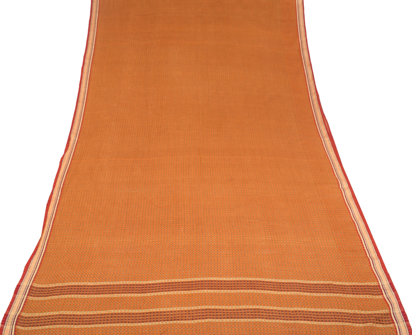 Sushila Vintage Mustard Chettinad Saree Pure Cotton Checks Woven 5YD Sari Fabric