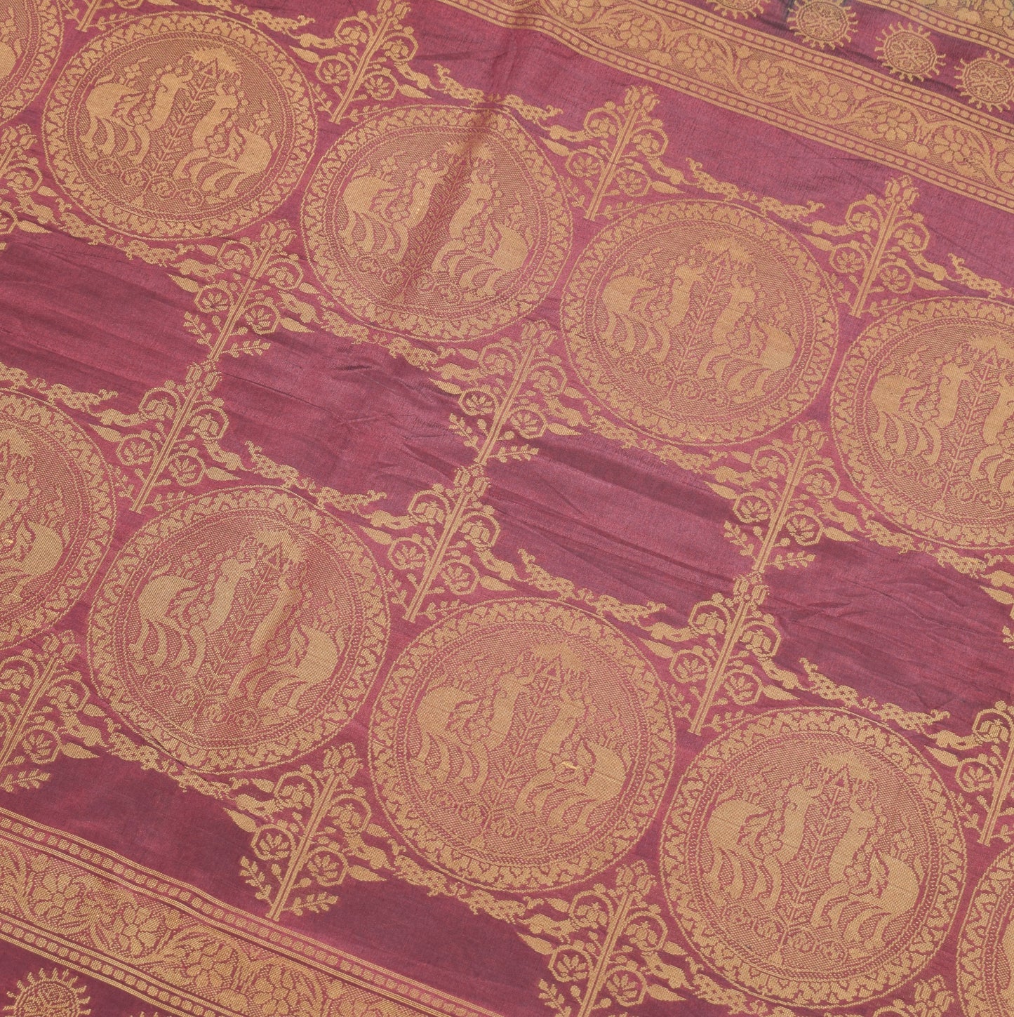 Sushila Vintage Banarasi Woven Saree Pure Silk Black Floral Handloom Sari Fabric