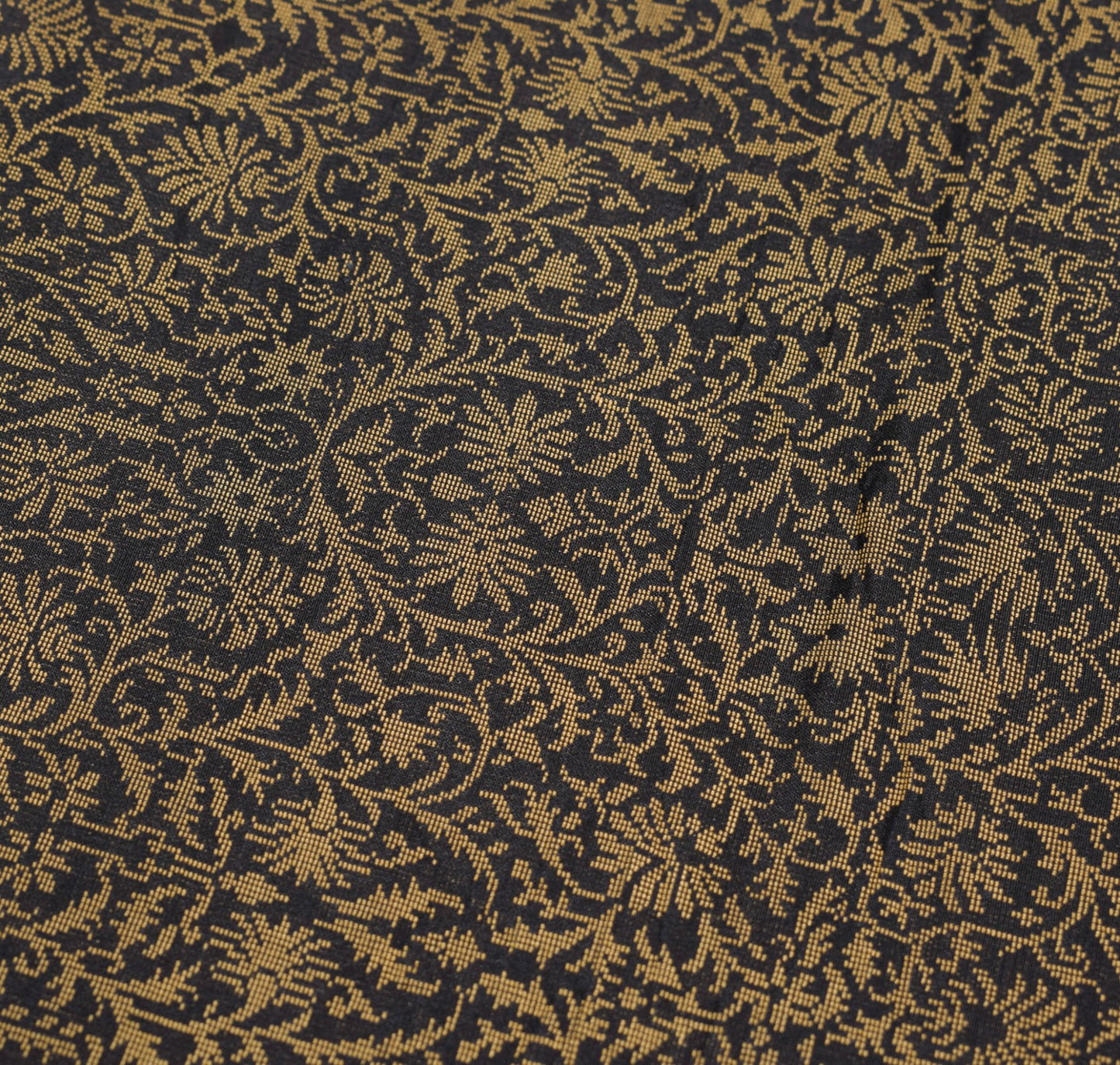 Sushila Vintage Banarasi Woven Saree Pure Silk Black Floral Handloom Sari Fabric