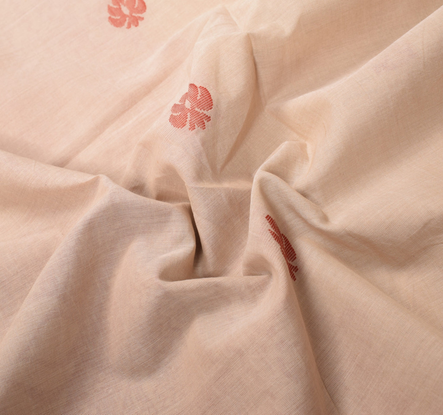 Sushila Vintage Hand Woven Floral Saree Pure Cotton Shade of Brown Sari Fabric