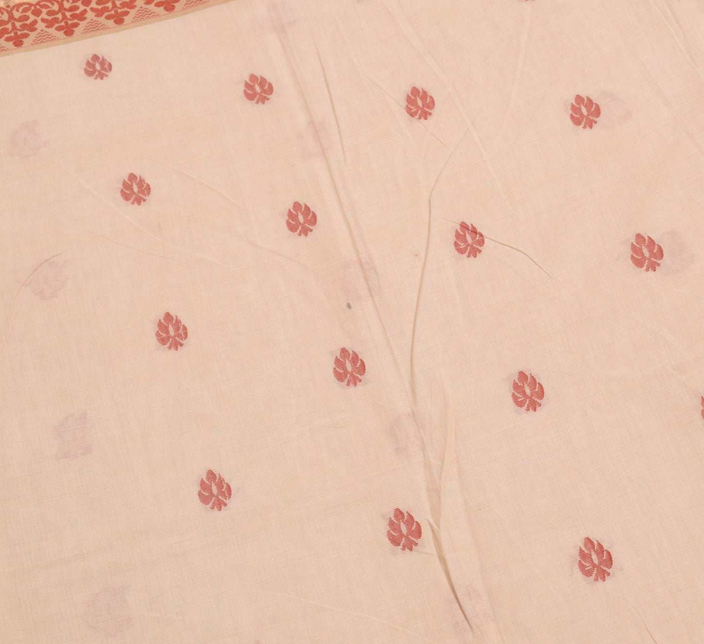 Sushila Vintage Hand Woven Floral Saree Pure Cotton Shade of Brown Sari Fabric
