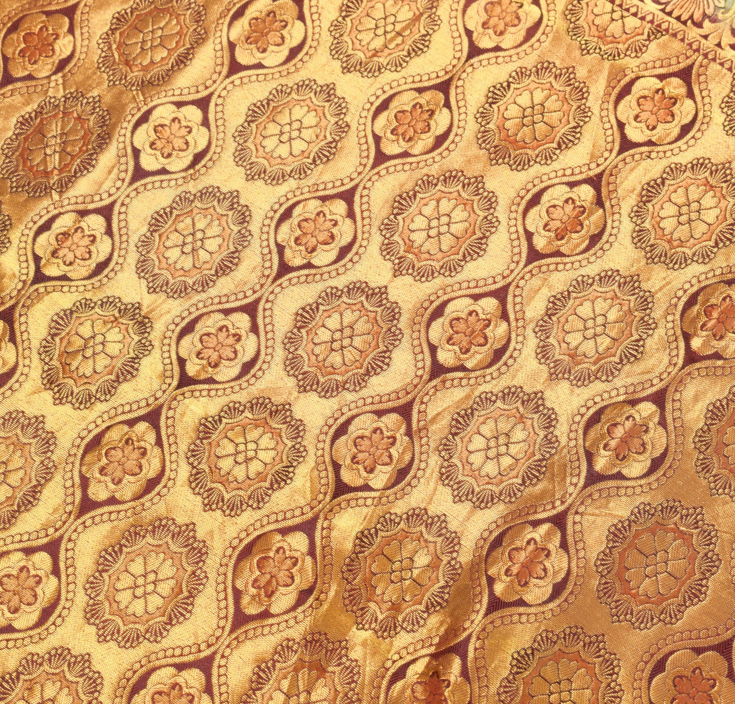 Sushila Vintage Kanchipuram Temple Border Saree Pure Silk Zari Woven HEAVY Sari