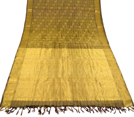 Sushila Vintage Black Zari Woven Kanjivaram Saree HEAVY Pure Tissue Silk Sari
