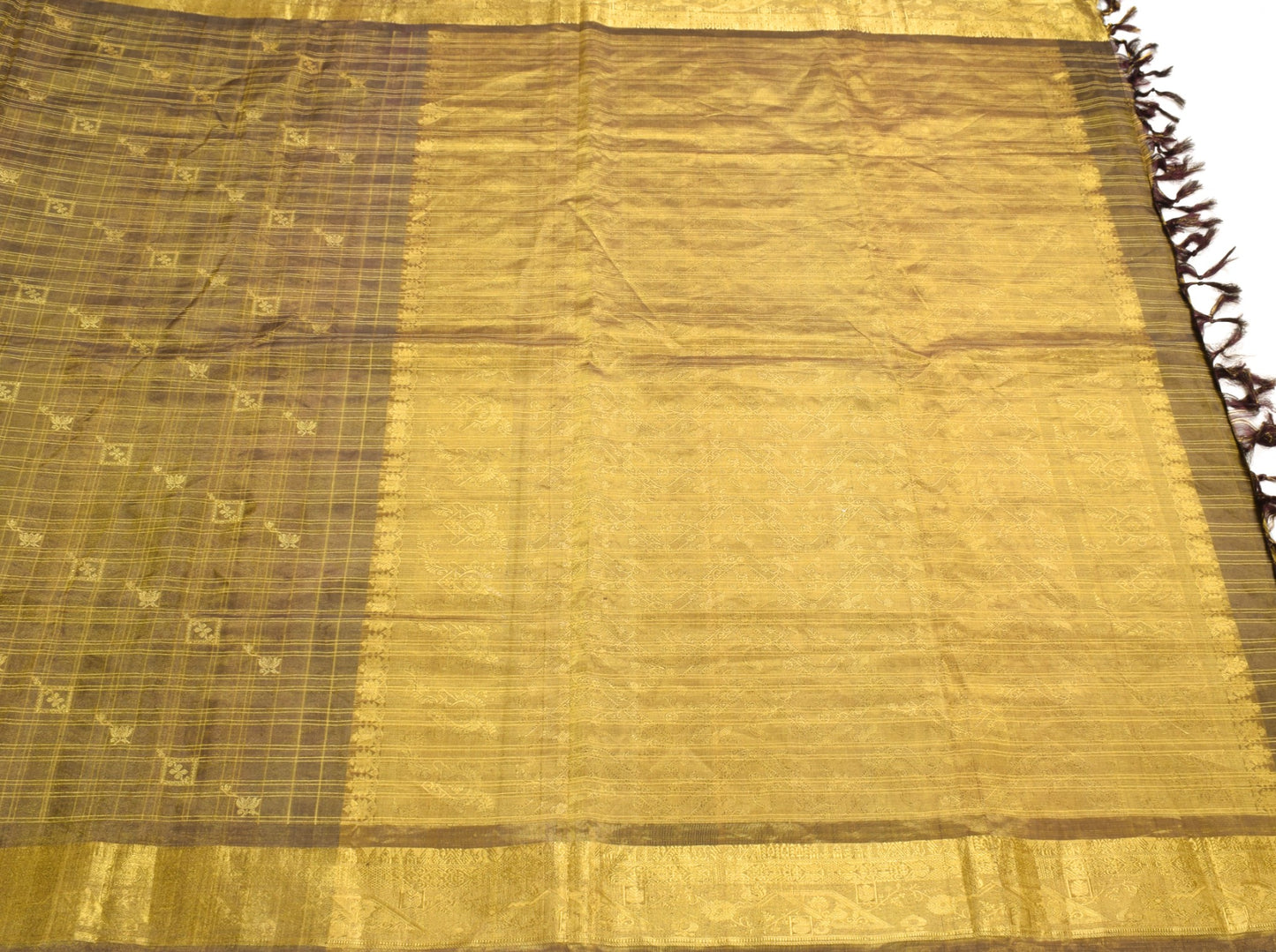 Sushila Vintage Black Zari Woven Kanjivaram Saree HEAVY Pure Tissue Silk Sari
