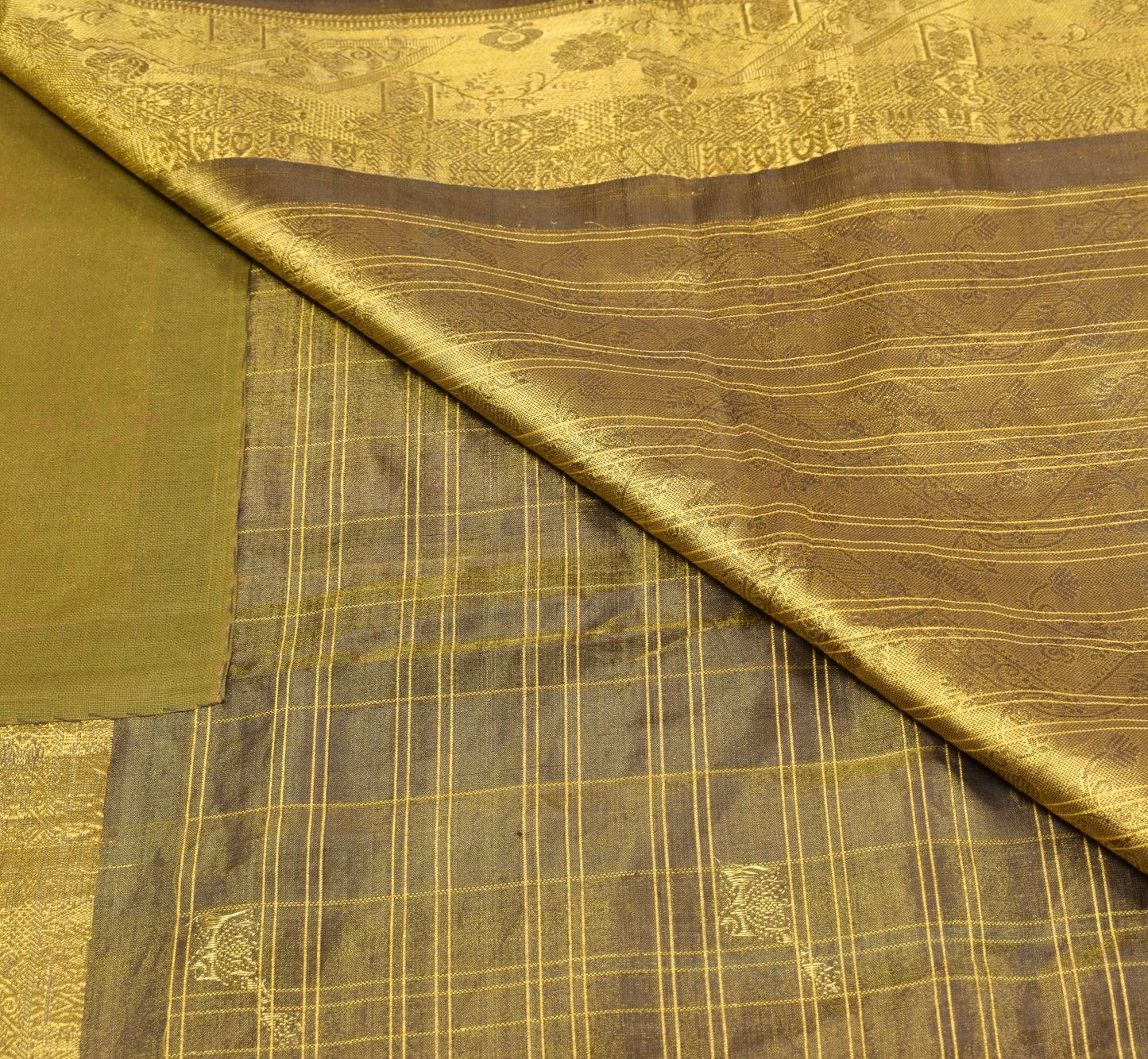 Sushila Vintage Black Zari Woven Kanjivaram Saree HEAVY Pure Tissue Silk Sari