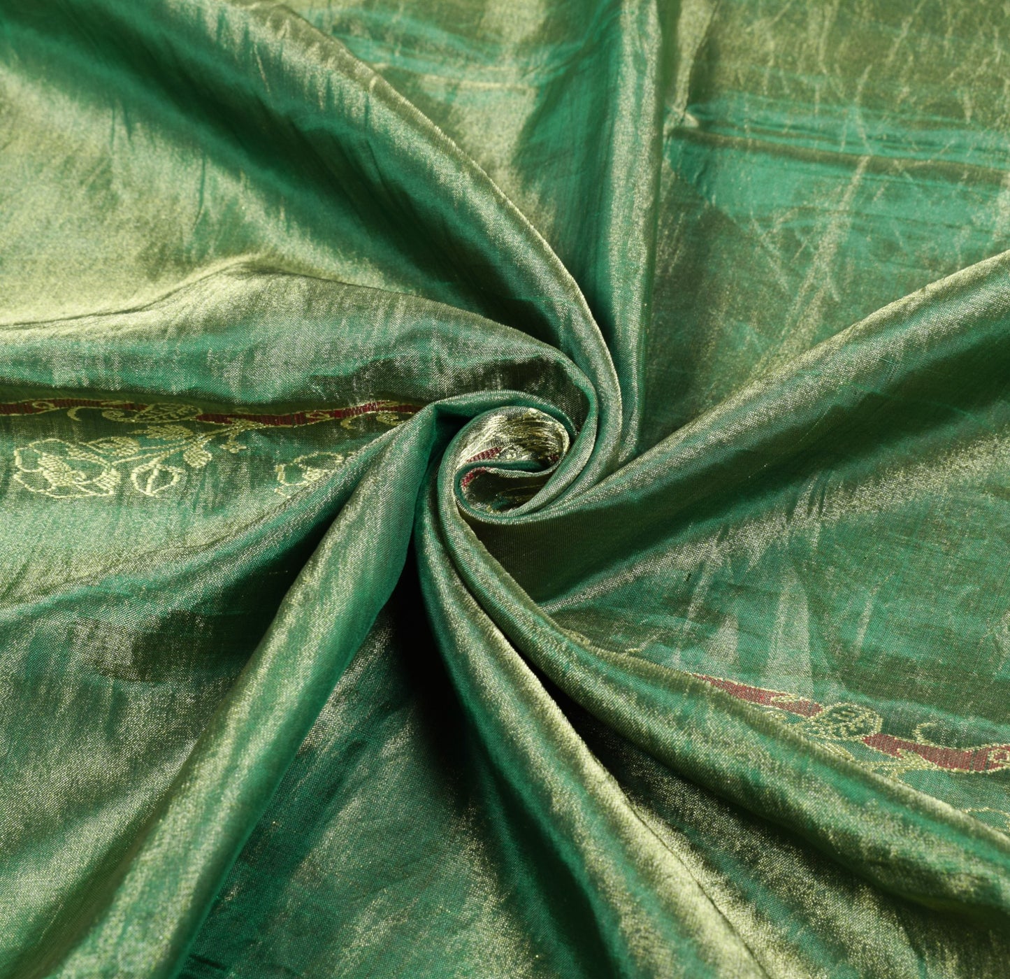 Sushila Vintage Orange Green Dual Tone Brocade Pure Kanjivaram Tissue Silk Saree