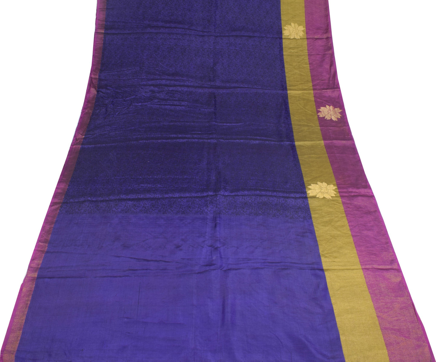 Sushila Vintage Kanchipuram Handloom Saree Pure Silk Purple Woven  Sari Fabric