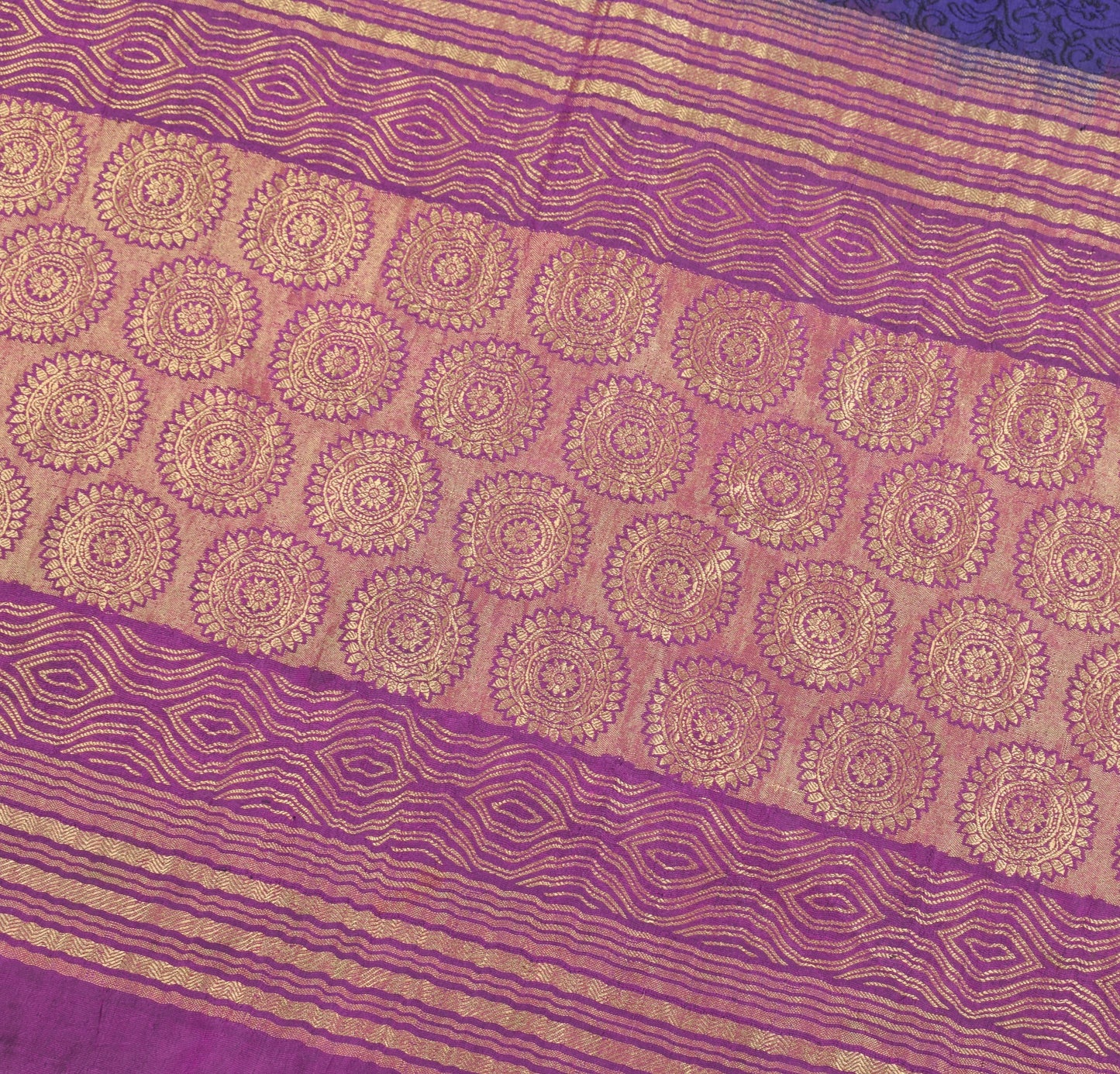Sushila Vintage Kanchipuram Handloom Saree Pure Silk Purple Woven  Sari Fabric