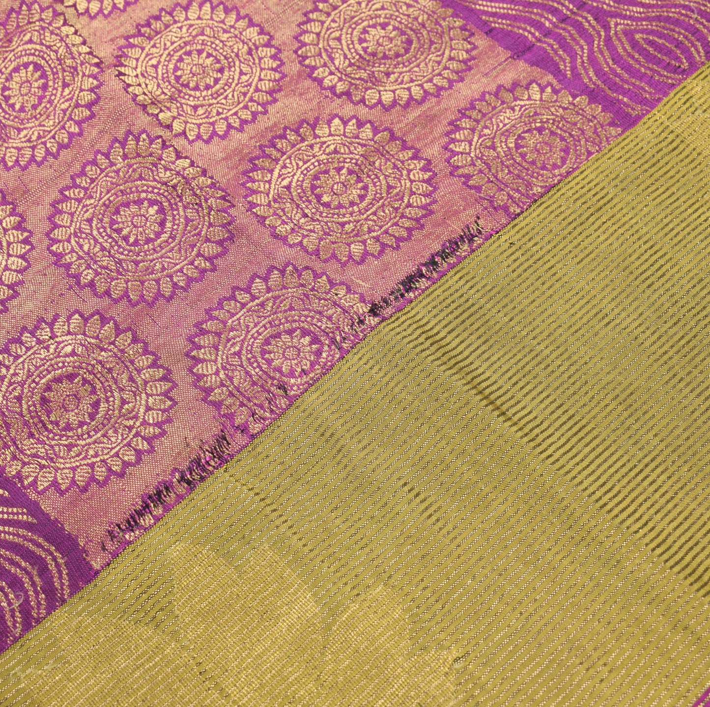Sushila Vintage Kanchipuram Handloom Saree Pure Silk Purple Woven  Sari Fabric