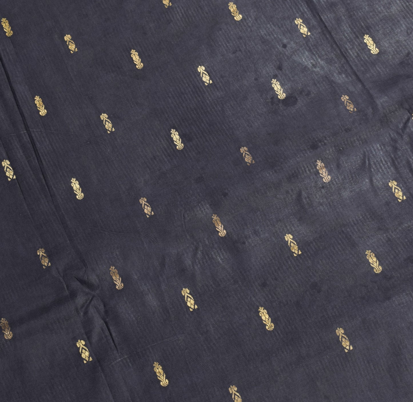 Sushila Vintage Black Kanjivaram Saree Pure Silk Gold Zari Brocade Sari Fabric