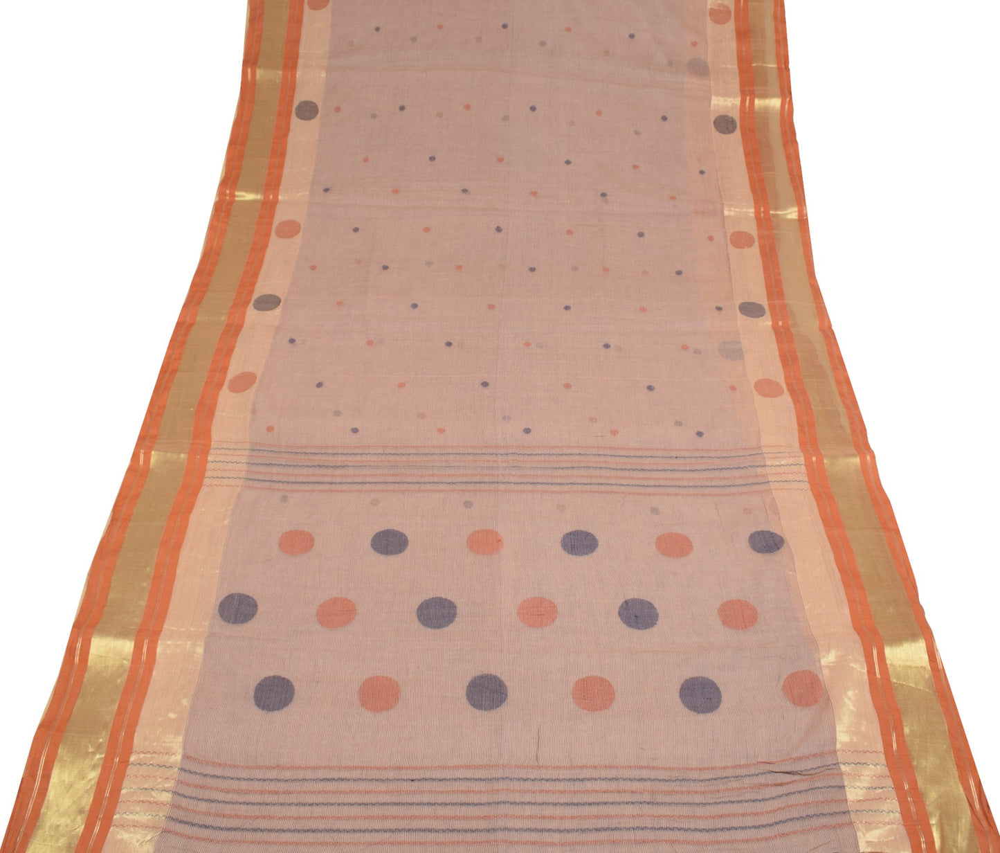 Sushila Vintage Brown Tant Woven Saree Zari Border Pure Cotton Brown Sari Fabric