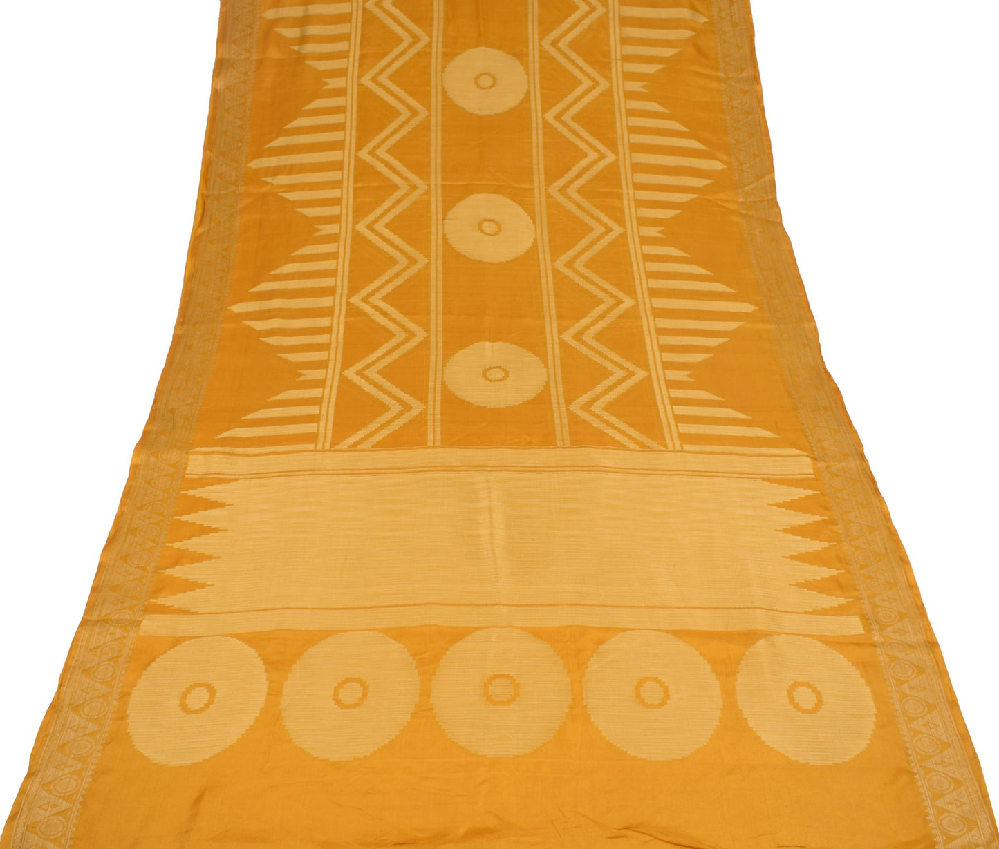 Sushila Vintage Golden Yellow Saree Pure Silk Resham Woven Soft 5YD Sari Fabric