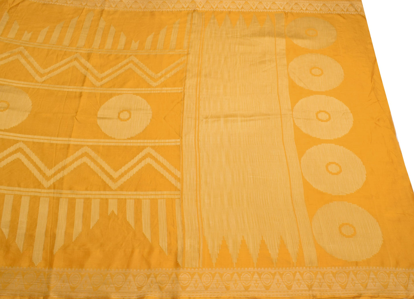 Sushila Vintage Golden Yellow Saree Pure Silk Resham Woven Soft 5YD Sari Fabric