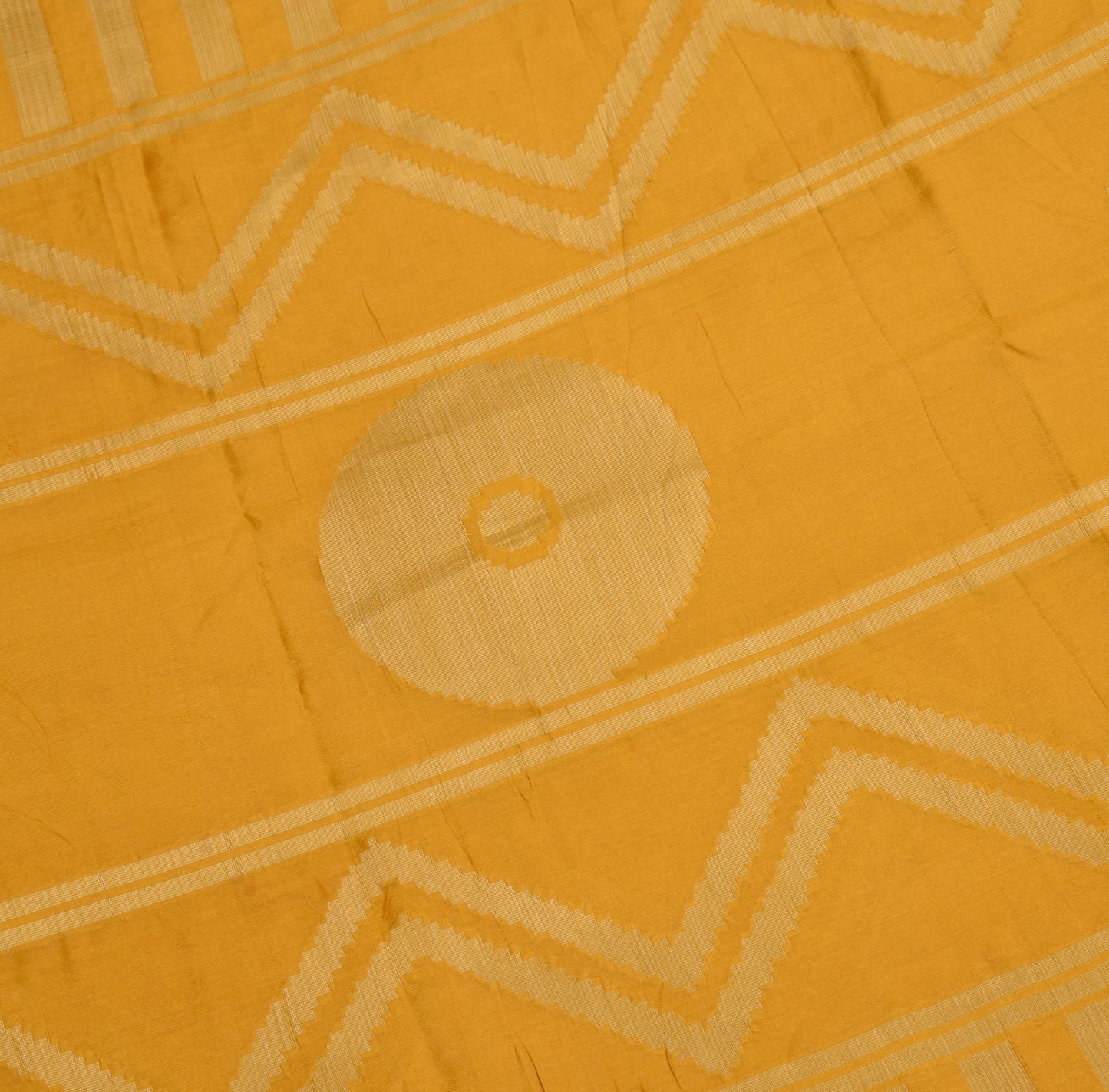 Sushila Vintage Golden Yellow Saree Pure Silk Resham Woven Soft 5YD Sari Fabric