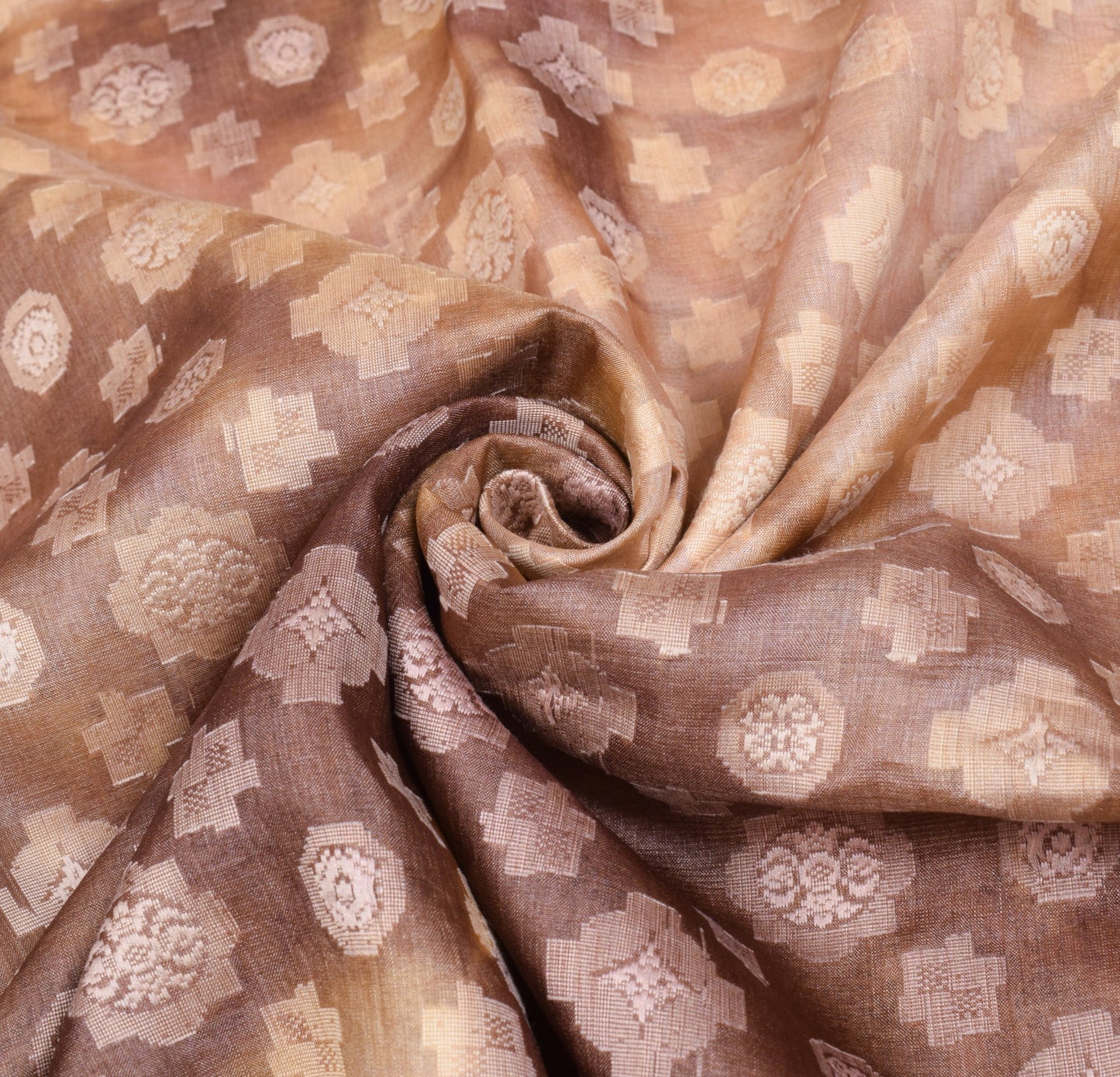 Sushila Vintage Pure Tussar Silk Saree Woven Printed Brown 6YD Soft Sari Fabric